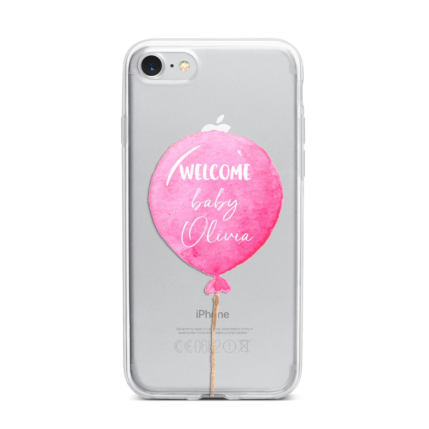 Welcome Baby Girl Balloon iPhone 7 Bumper Case on Silver iPhone