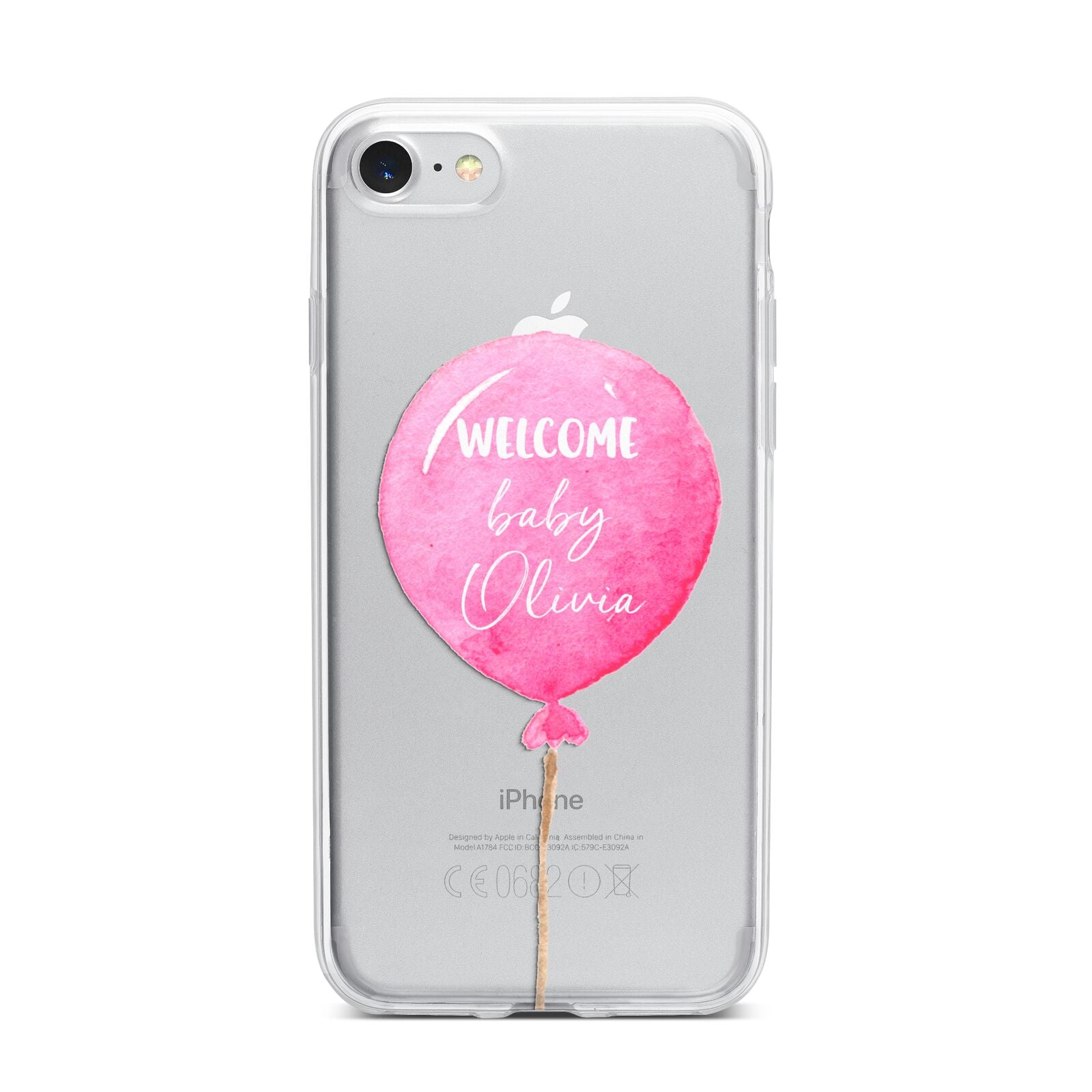 Welcome Baby Girl Balloon iPhone 7 Bumper Case on Silver iPhone