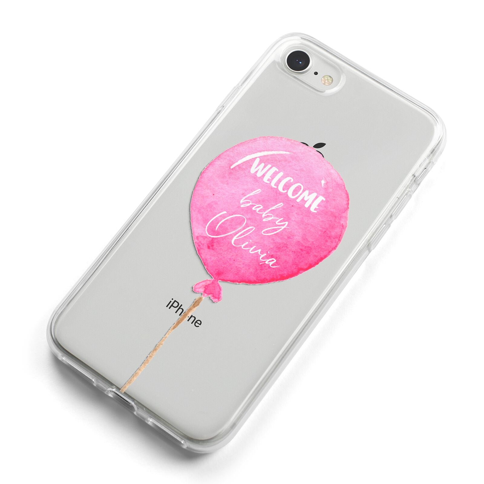 Welcome Baby Girl Balloon iPhone 8 Bumper Case on Silver iPhone Alternative Image