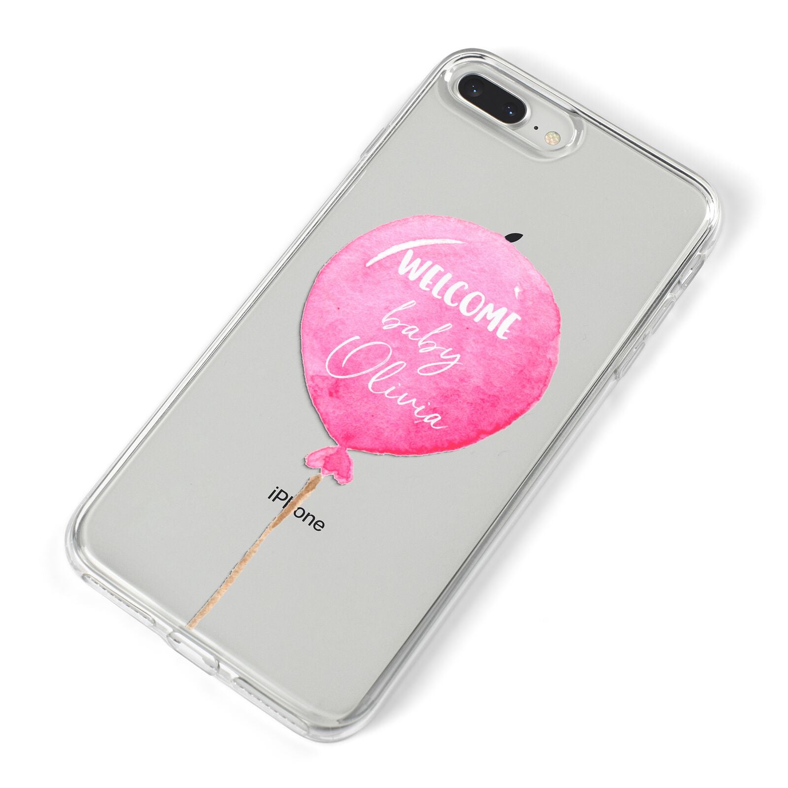 Welcome Baby Girl Balloon iPhone 8 Plus Bumper Case on Silver iPhone Alternative Image