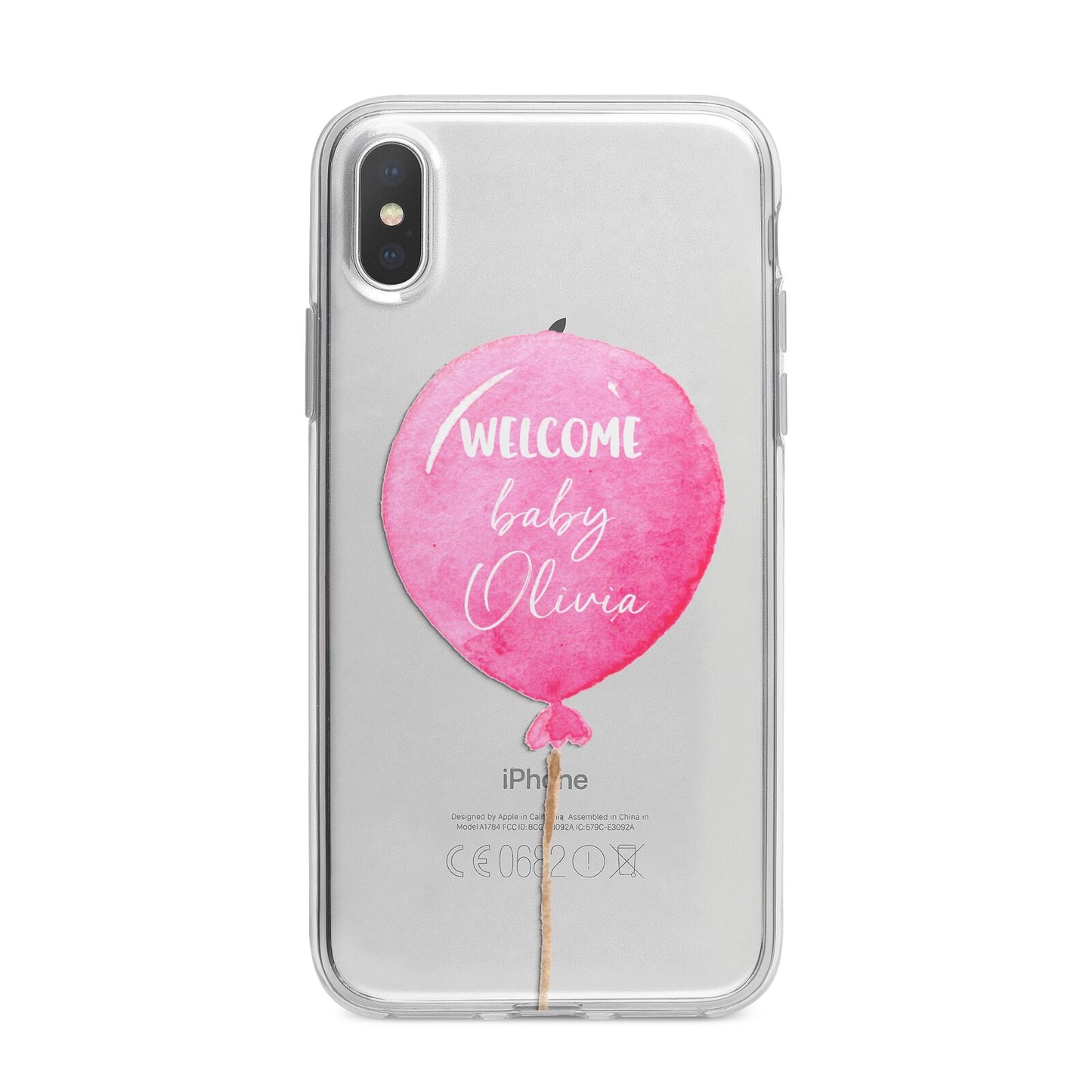 Welcome Baby Girl Balloon iPhone X Bumper Case on Silver iPhone Alternative Image 1