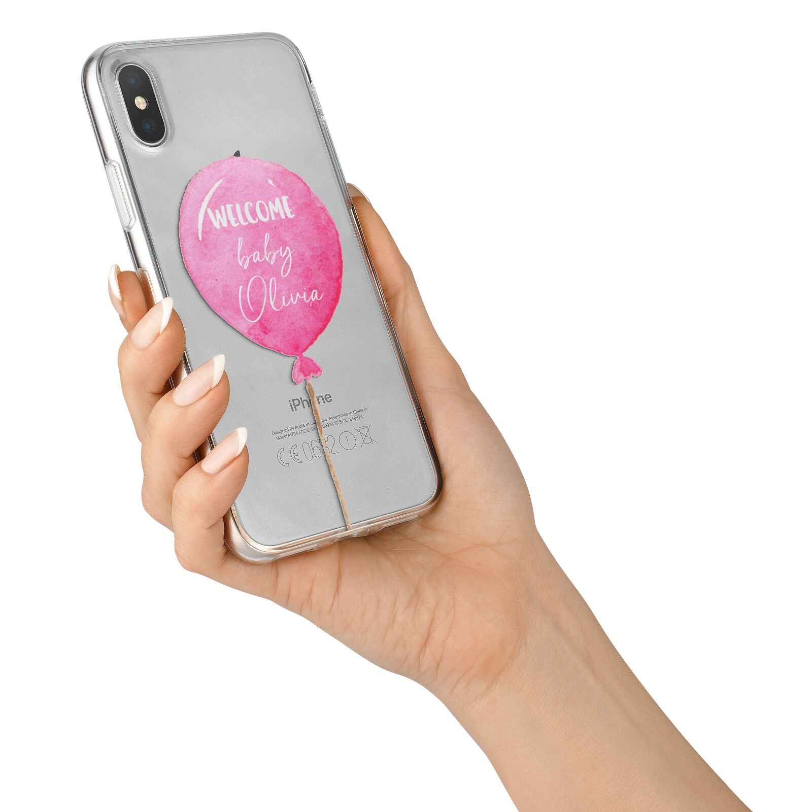 Welcome Baby Girl Balloon iPhone X Bumper Case on Silver iPhone Alternative Image 2