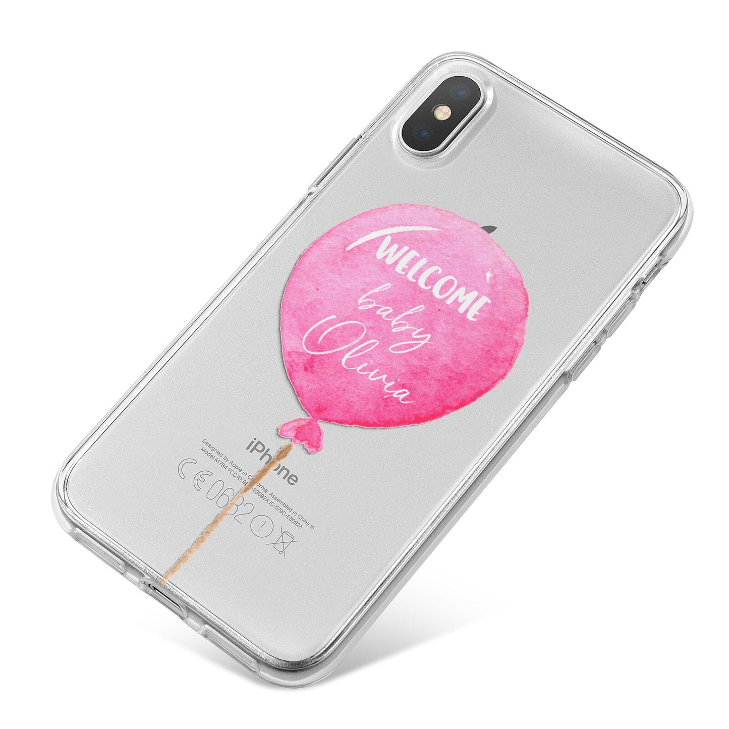 Welcome Baby Girl Balloon iPhone X Bumper Case on Silver iPhone