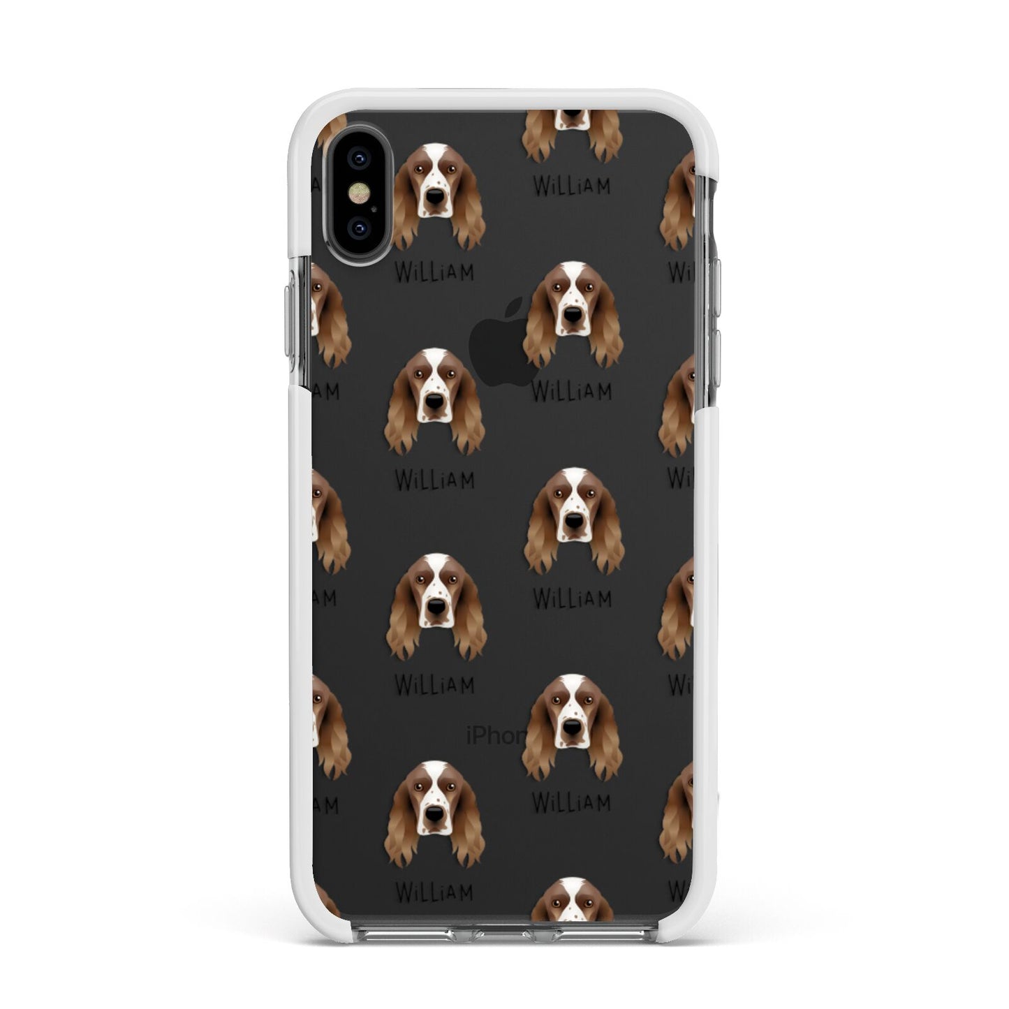 Welsh Springer Spaniel Icon with Name Apple iPhone Xs Max Impact Case White Edge on Black Phone