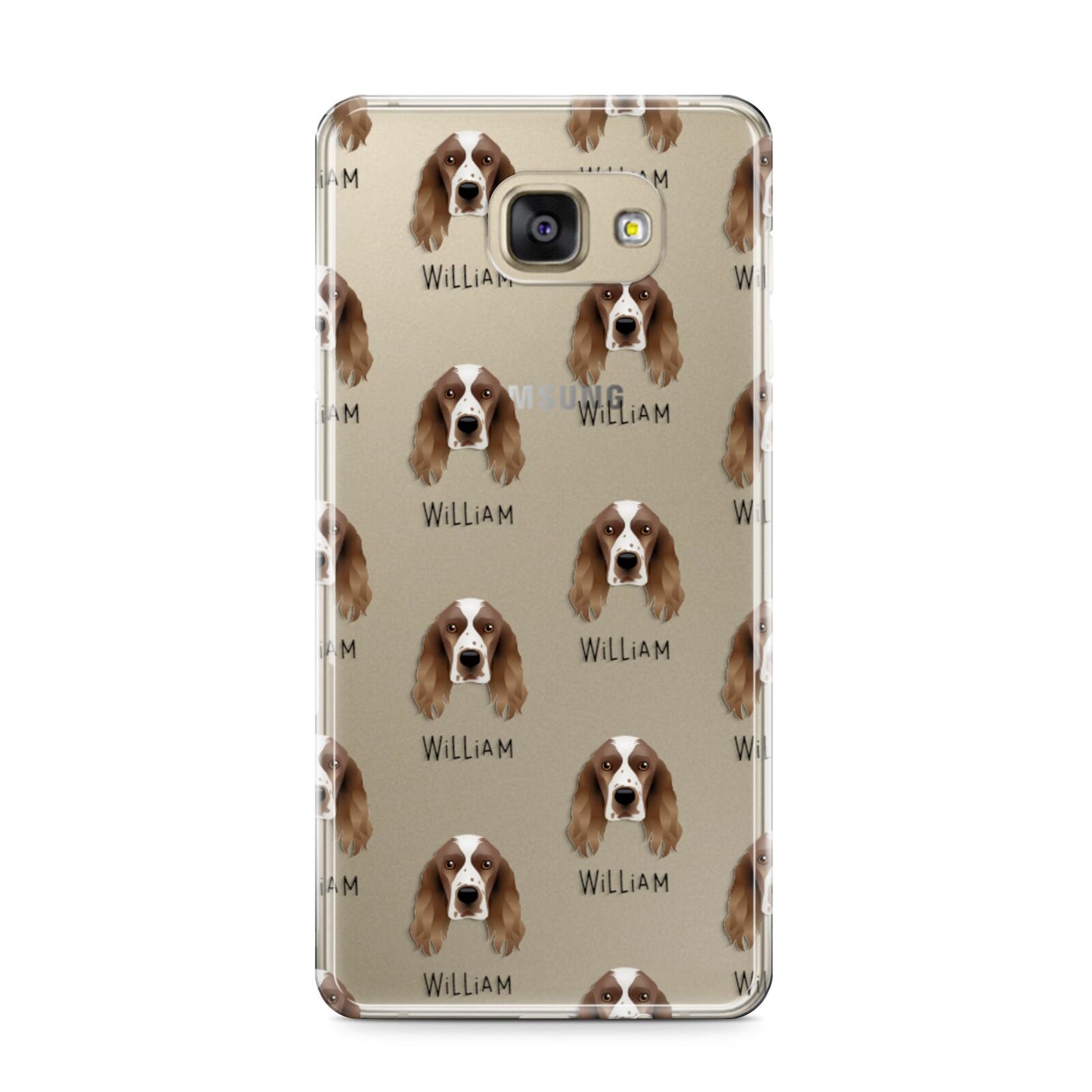 Welsh Springer Spaniel Icon with Name Samsung Galaxy A9 2016 Case on gold phone