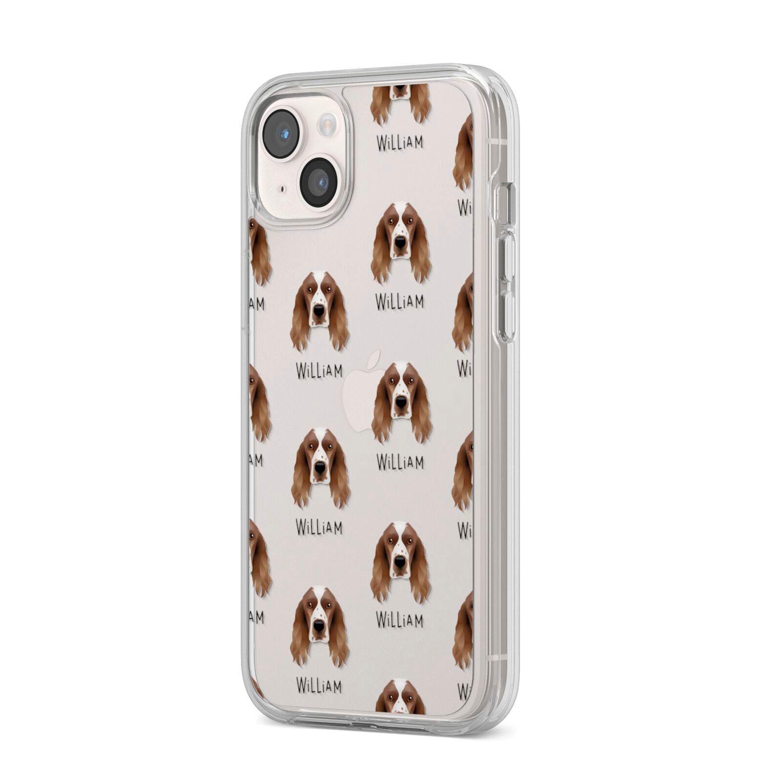 Welsh Springer Spaniel Icon with Name iPhone 14 Plus Clear Tough Case Starlight Angled Image