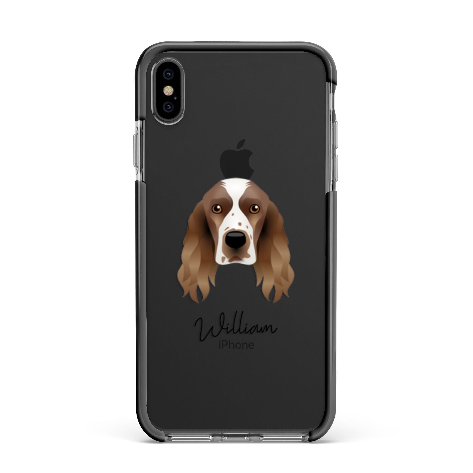 Welsh Springer Spaniel Personalised Apple iPhone Xs Max Impact Case Black Edge on Black Phone