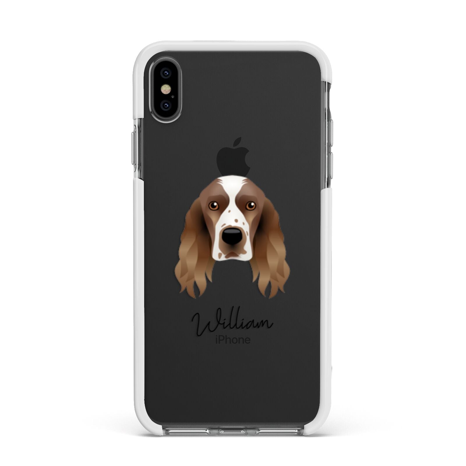 Welsh Springer Spaniel Personalised Apple iPhone Xs Max Impact Case White Edge on Black Phone