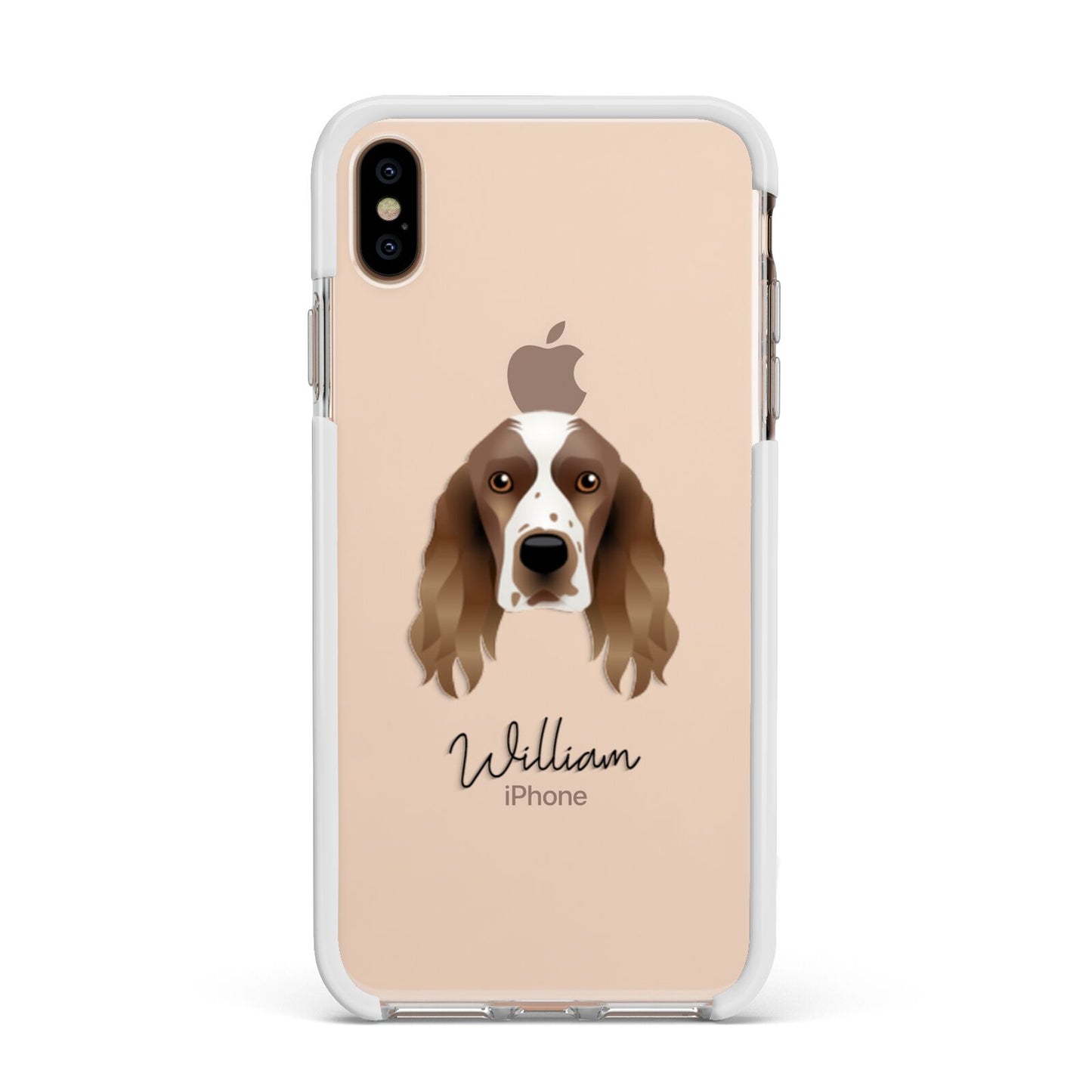 Welsh Springer Spaniel Personalised Apple iPhone Xs Max Impact Case White Edge on Gold Phone