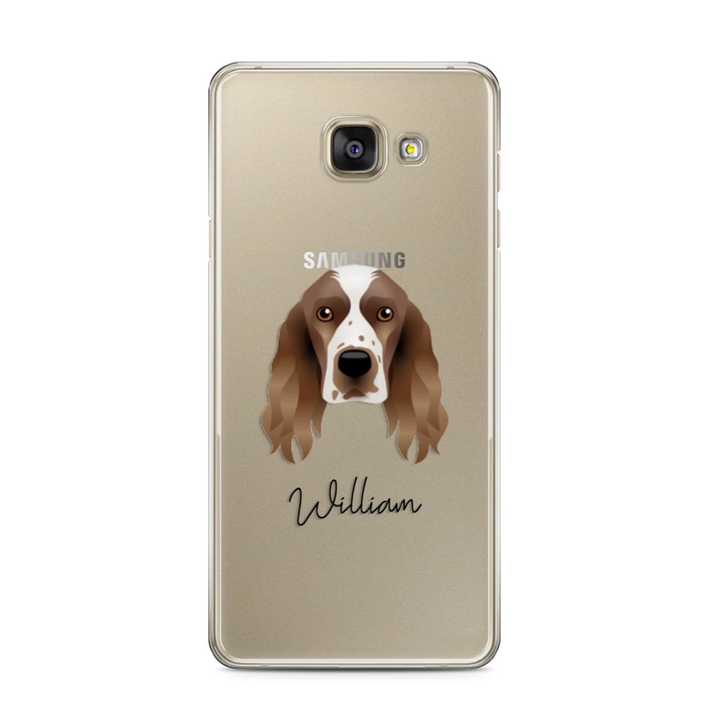 Welsh Springer Spaniel Personalised Samsung Galaxy A3 2016 Case on gold phone