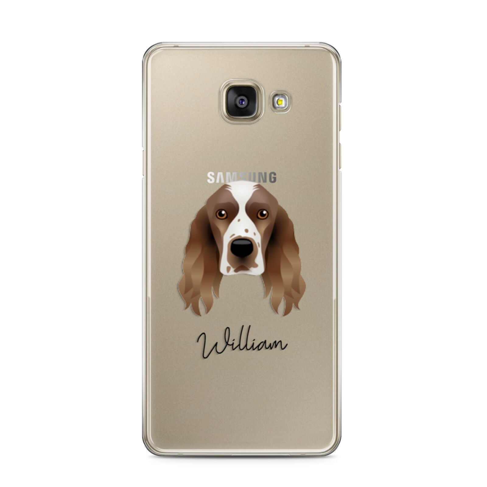 Welsh Springer Spaniel Personalised Samsung Galaxy A3 2016 Case on gold phone