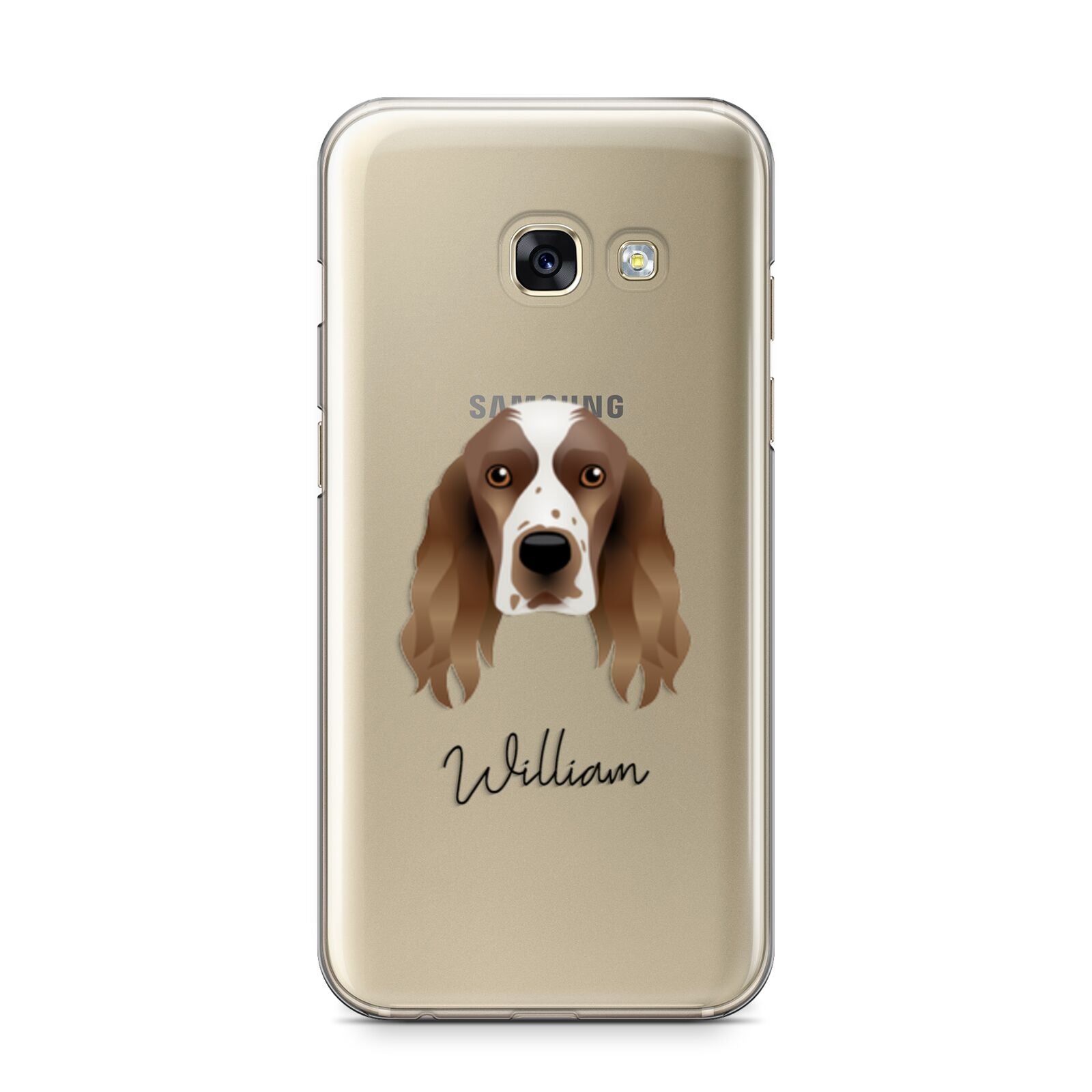 Welsh Springer Spaniel Personalised Samsung Galaxy A3 2017 Case on gold phone