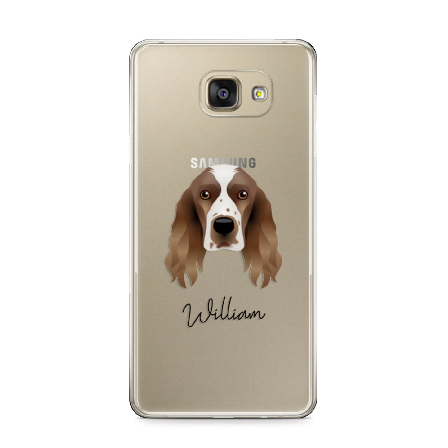 Welsh Springer Spaniel Personalised Samsung Galaxy A9 2016 Case on gold phone