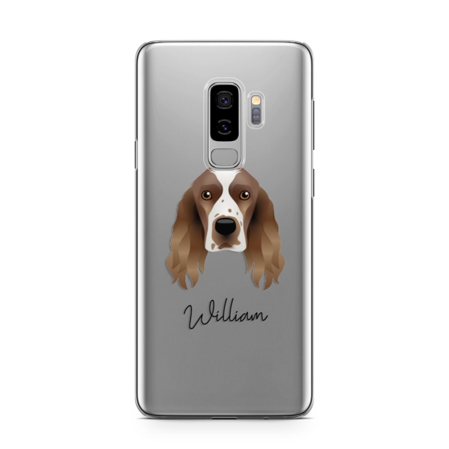 Welsh Springer Spaniel Personalised Samsung Galaxy S9 Plus Case on Silver phone