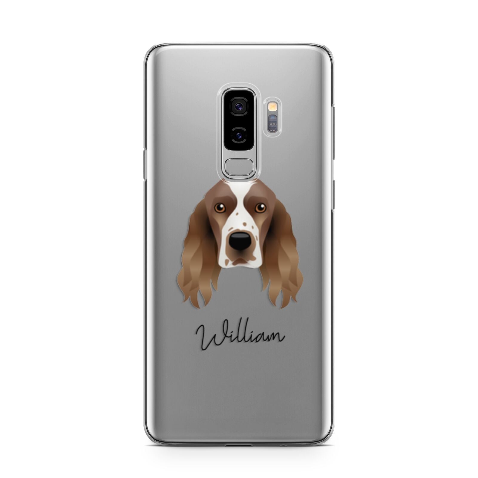 Welsh Springer Spaniel Personalised Samsung Galaxy S9 Plus Case on Silver phone