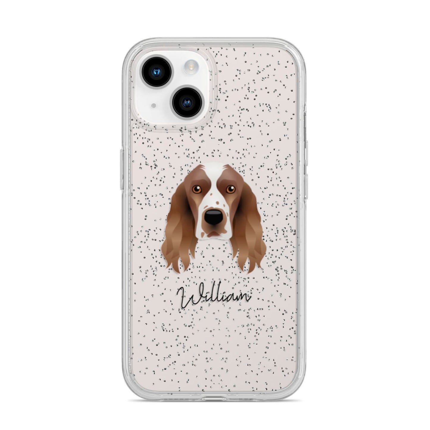 Welsh Springer Spaniel Personalised iPhone 14 Glitter Tough Case Starlight