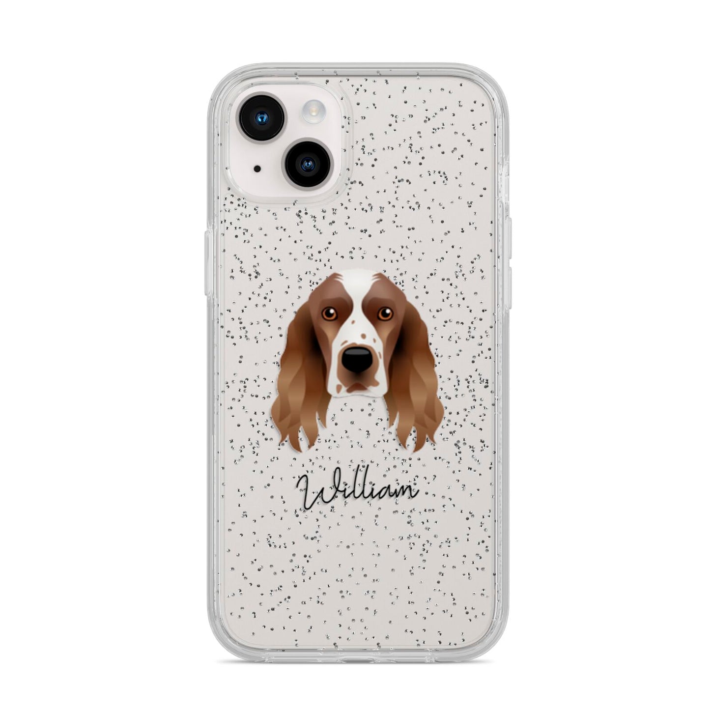 Welsh Springer Spaniel Personalised iPhone 14 Plus Glitter Tough Case Starlight