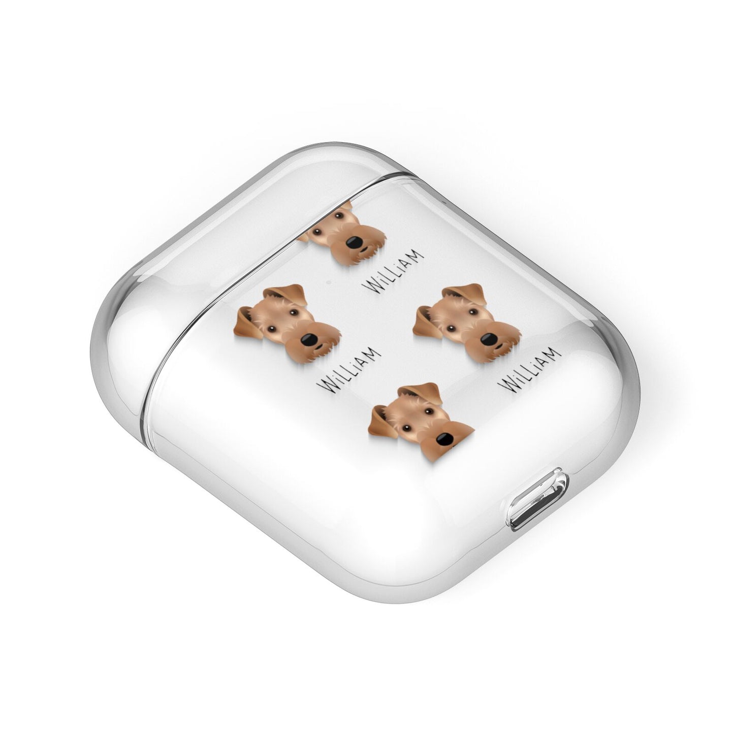 Welsh Terrier Icon with Name AirPods Case Laid Flat