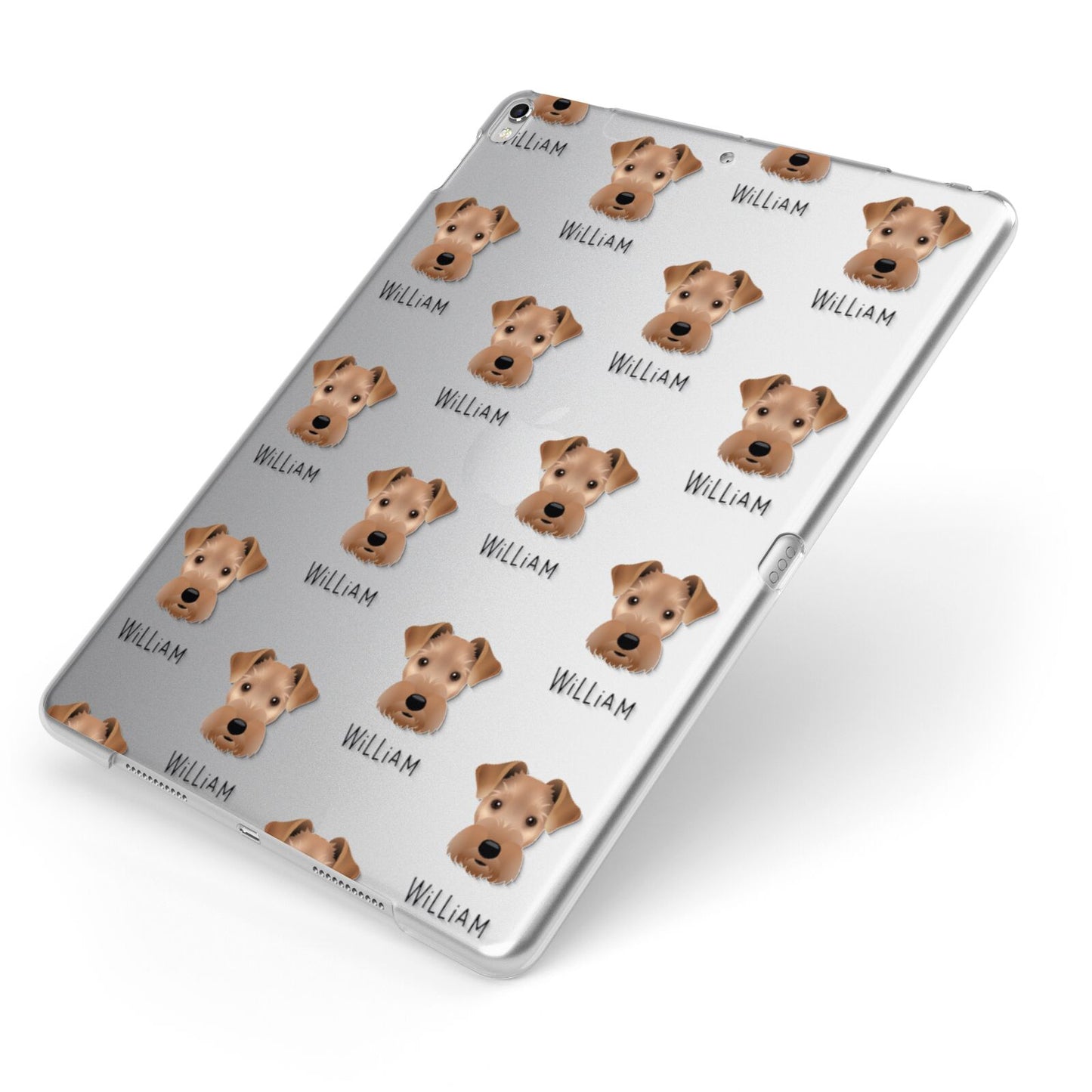 Welsh Terrier Icon with Name Apple iPad Case on Silver iPad Side View