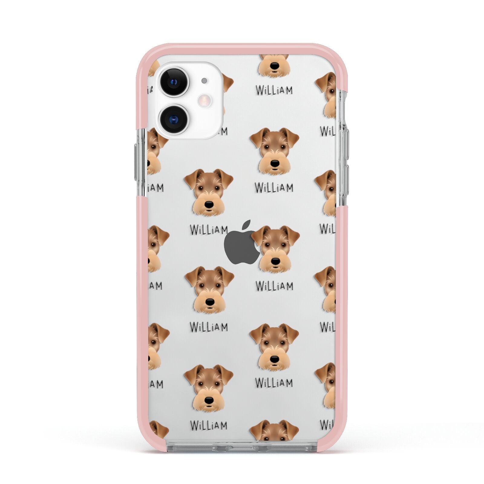 Welsh Terrier Icon with Name Apple iPhone 11 in White with Pink Impact Case