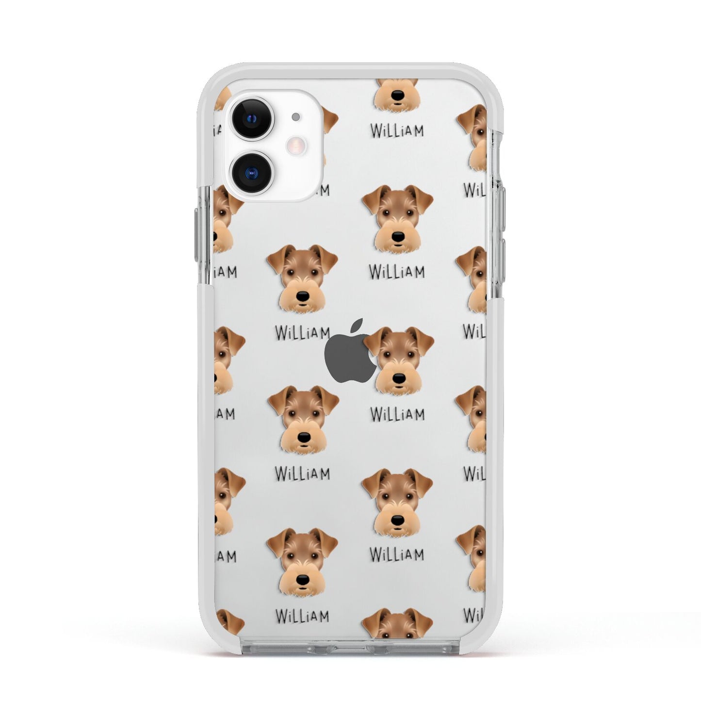 Welsh Terrier Icon with Name Apple iPhone 11 in White with White Impact Case
