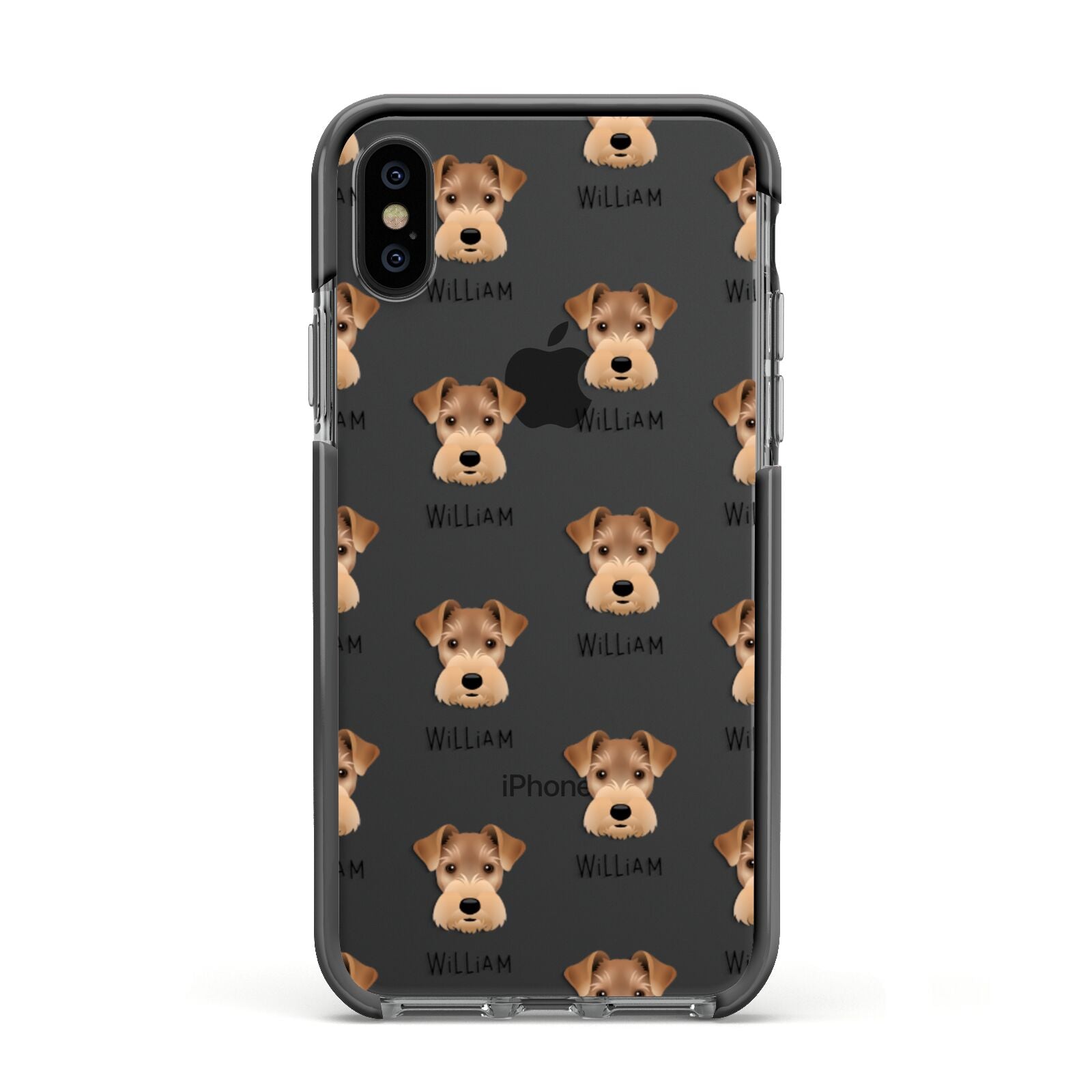 Welsh Terrier Icon with Name Apple iPhone Xs Impact Case Black Edge on Black Phone