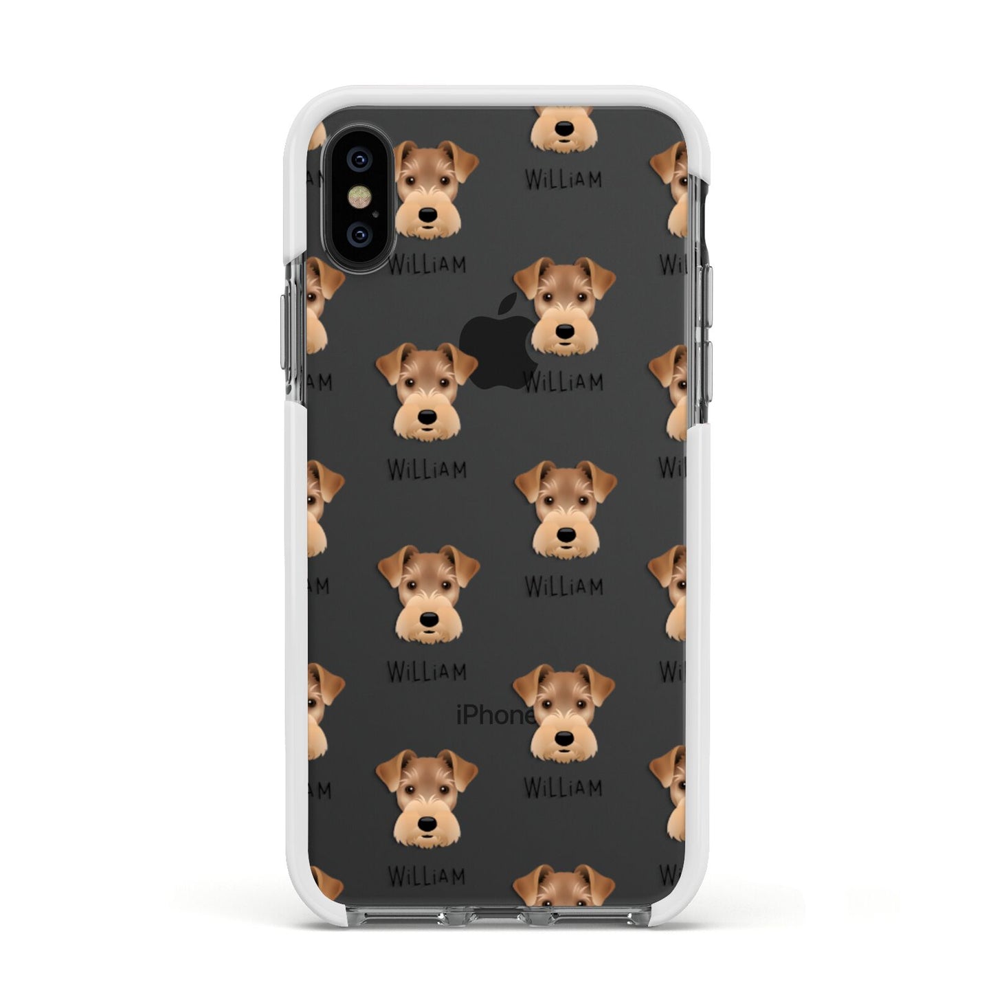 Welsh Terrier Icon with Name Apple iPhone Xs Impact Case White Edge on Black Phone