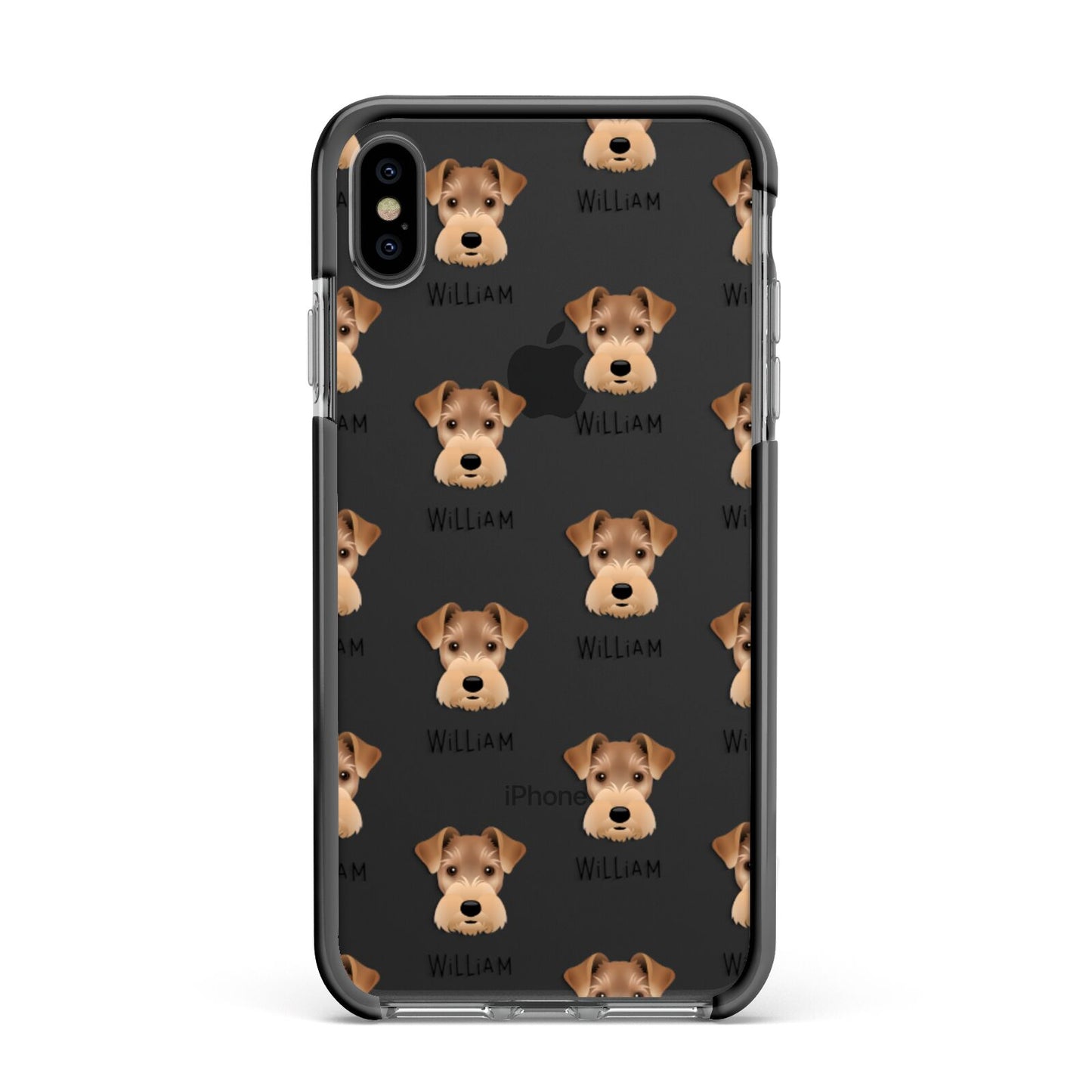Welsh Terrier Icon with Name Apple iPhone Xs Max Impact Case Black Edge on Black Phone
