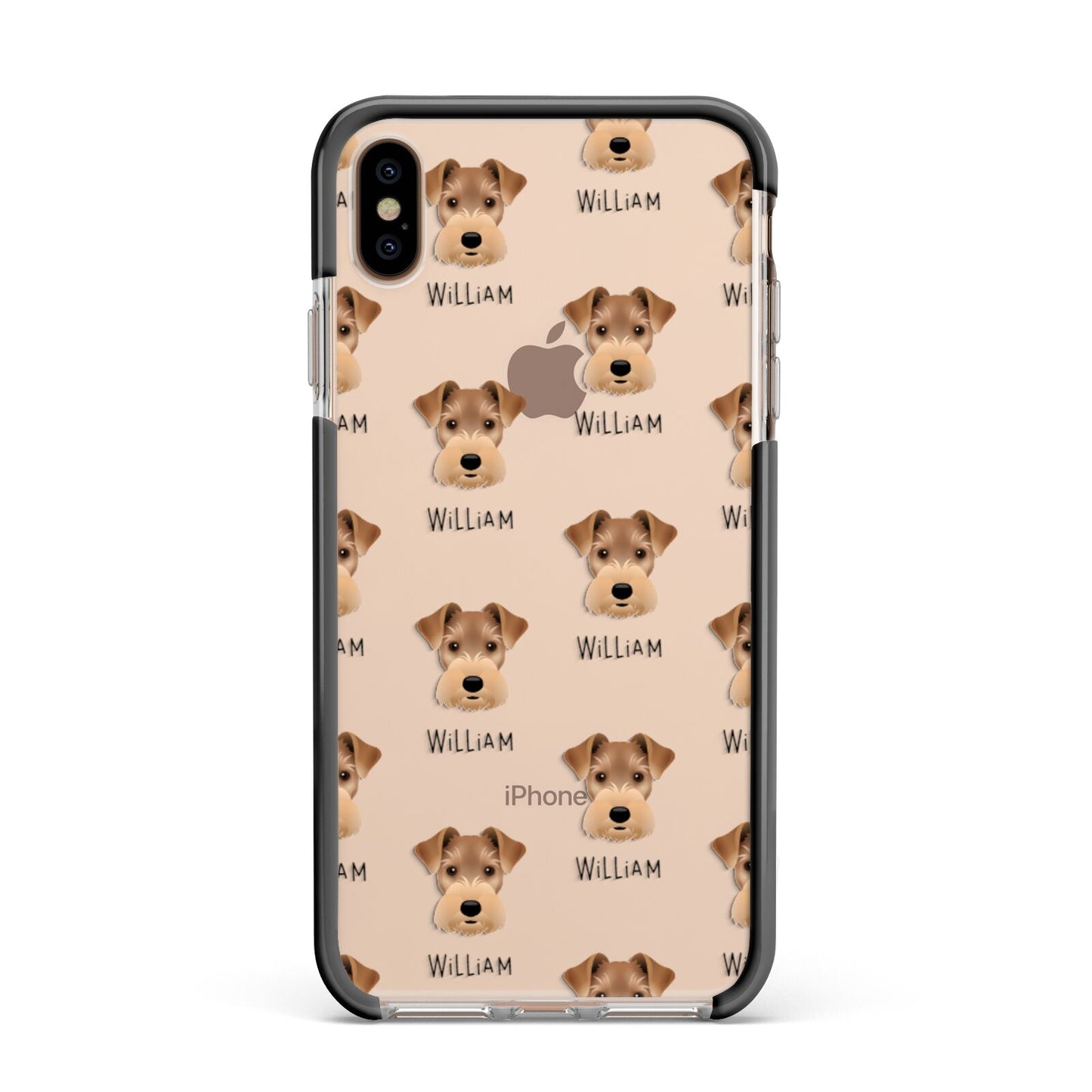 Welsh Terrier Icon with Name Apple iPhone Xs Max Impact Case Black Edge on Gold Phone