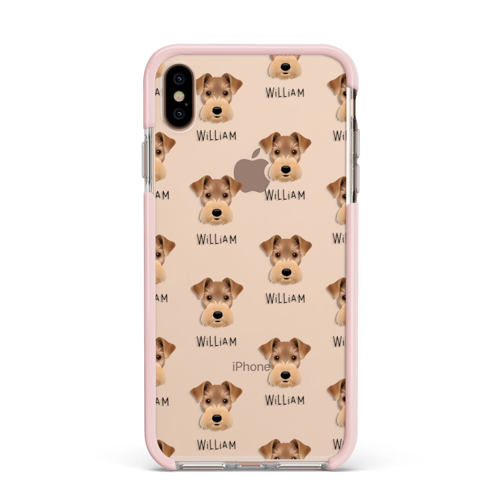 Welsh Terrier Icon with Name Apple iPhone Xs Max Impact Case Pink Edge on Gold Phone