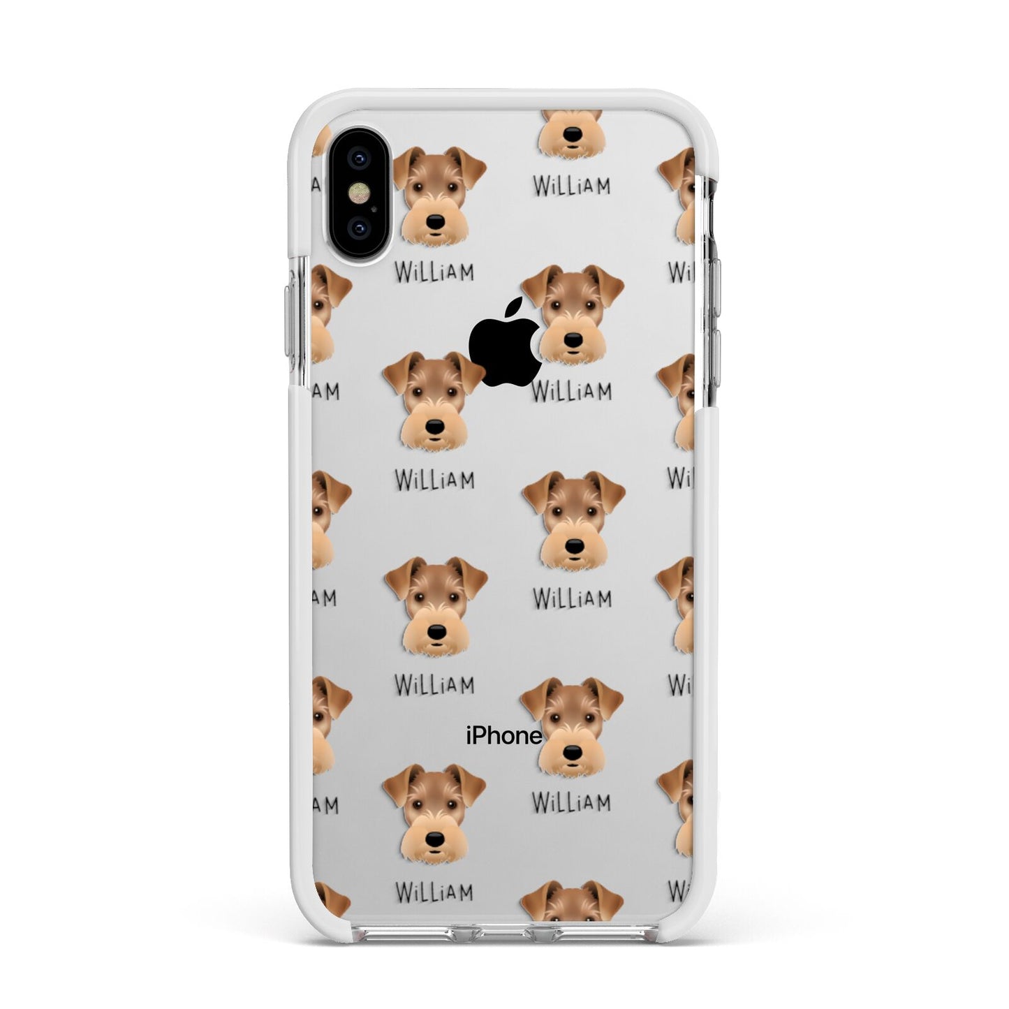 Welsh Terrier Icon with Name Apple iPhone Xs Max Impact Case White Edge on Silver Phone