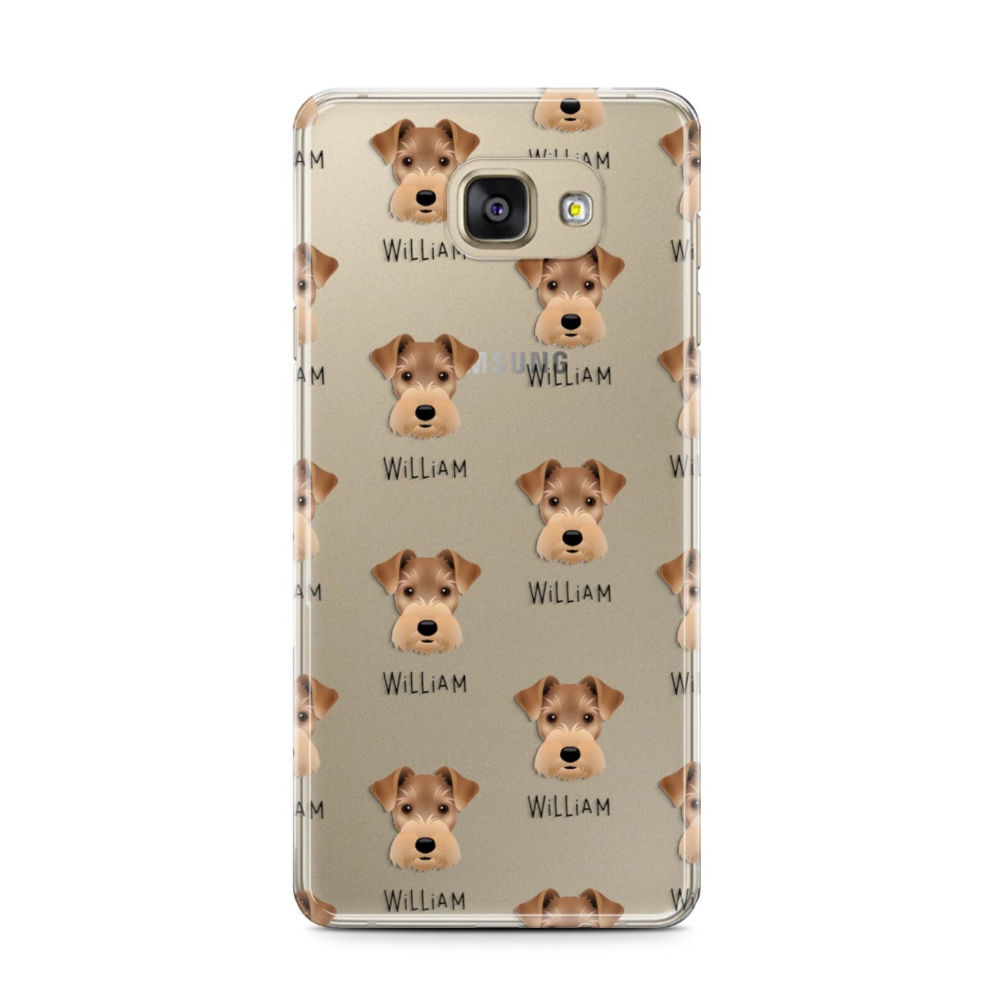 Welsh Terrier Icon with Name Samsung Galaxy A7 2016 Case on gold phone