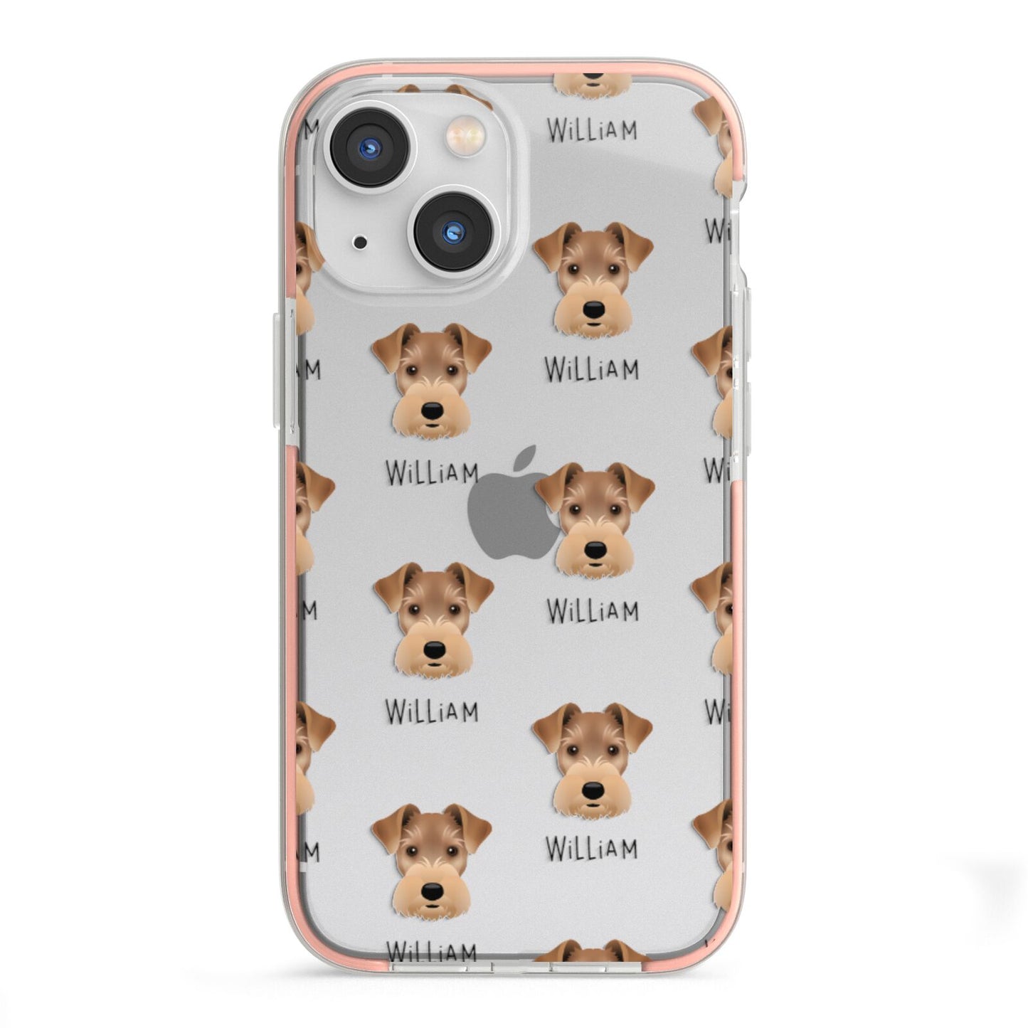 Welsh Terrier Icon with Name iPhone 13 Mini TPU Impact Case with Pink Edges