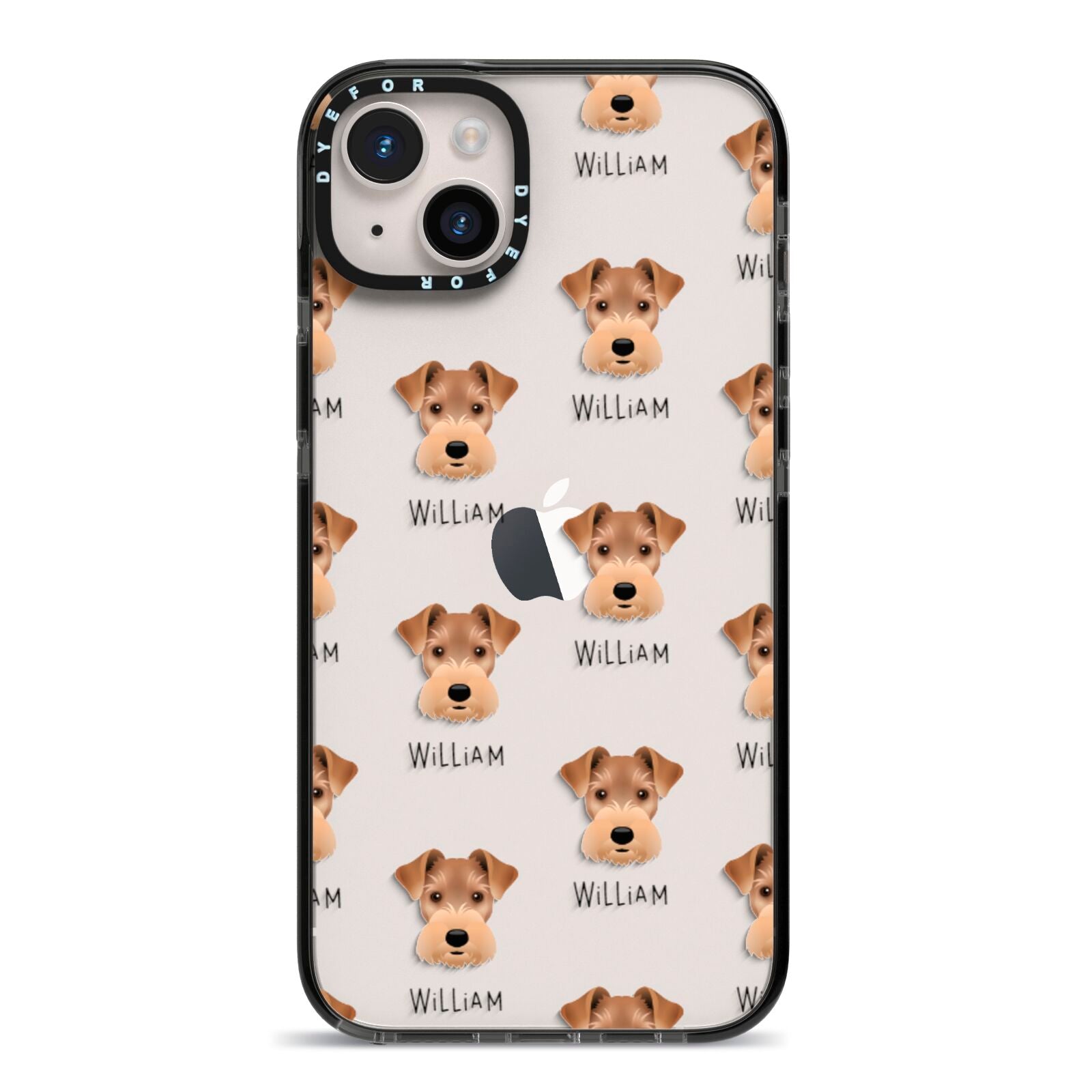 Welsh Terrier Icon with Name iPhone 14 Plus Black Impact Case on Silver phone
