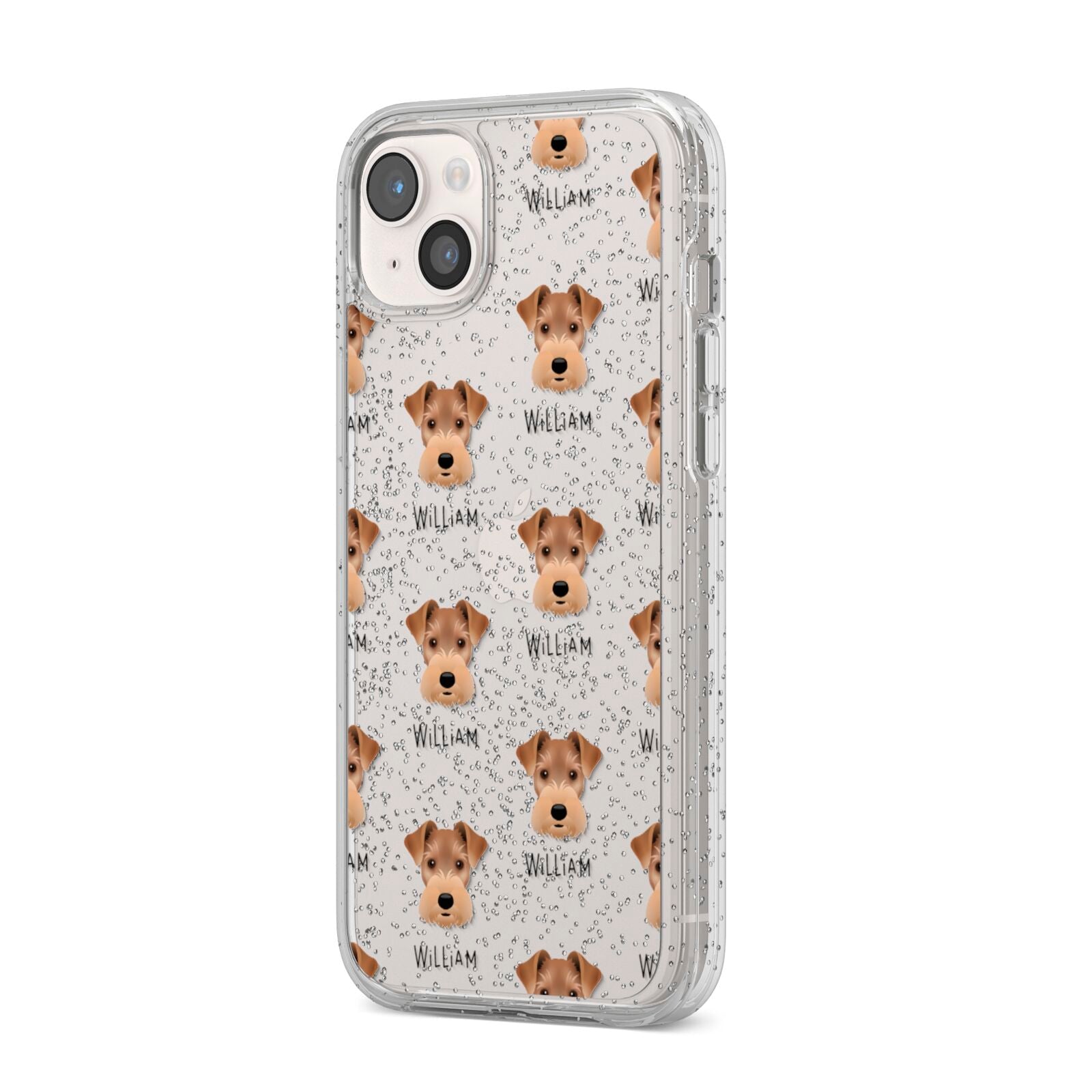 Welsh Terrier Icon with Name iPhone 14 Plus Glitter Tough Case Starlight Angled Image
