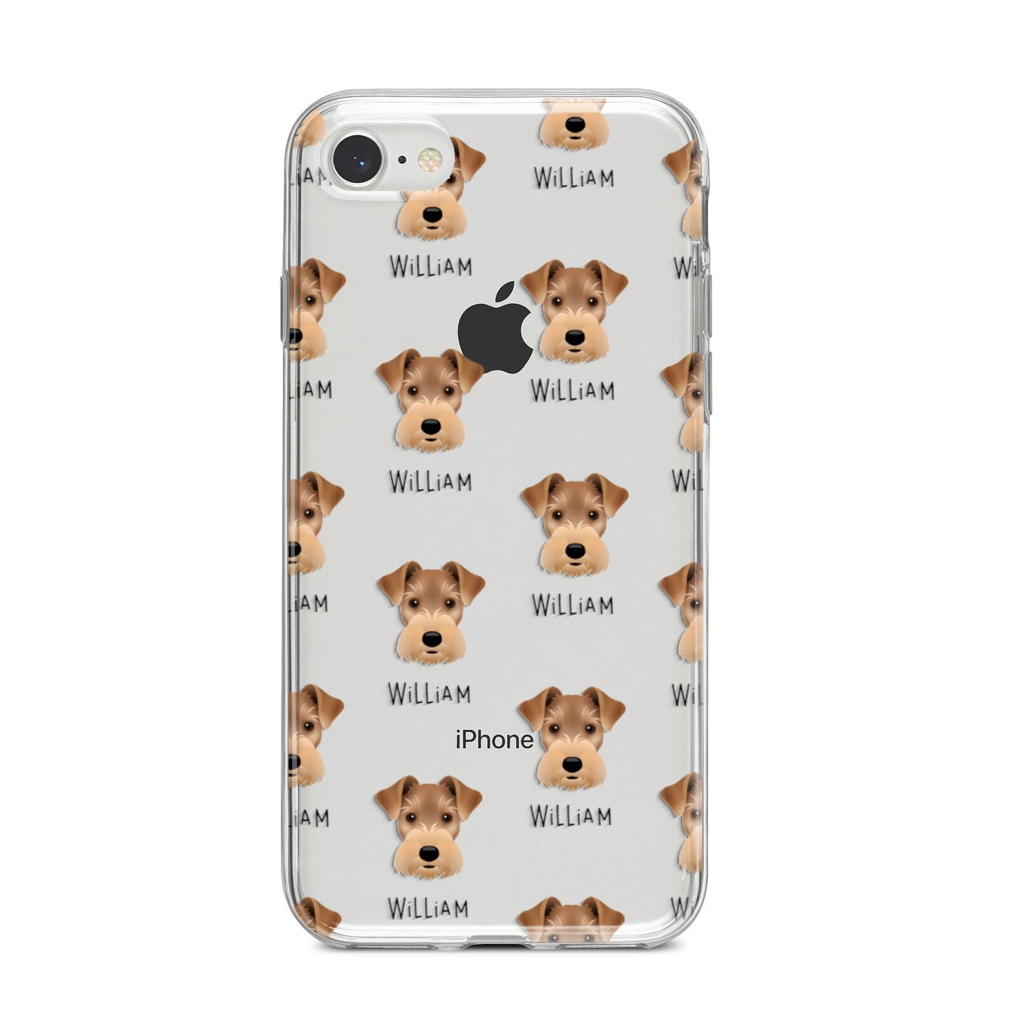 Welsh Terrier Icon with Name iPhone 8 Bumper Case on Silver iPhone