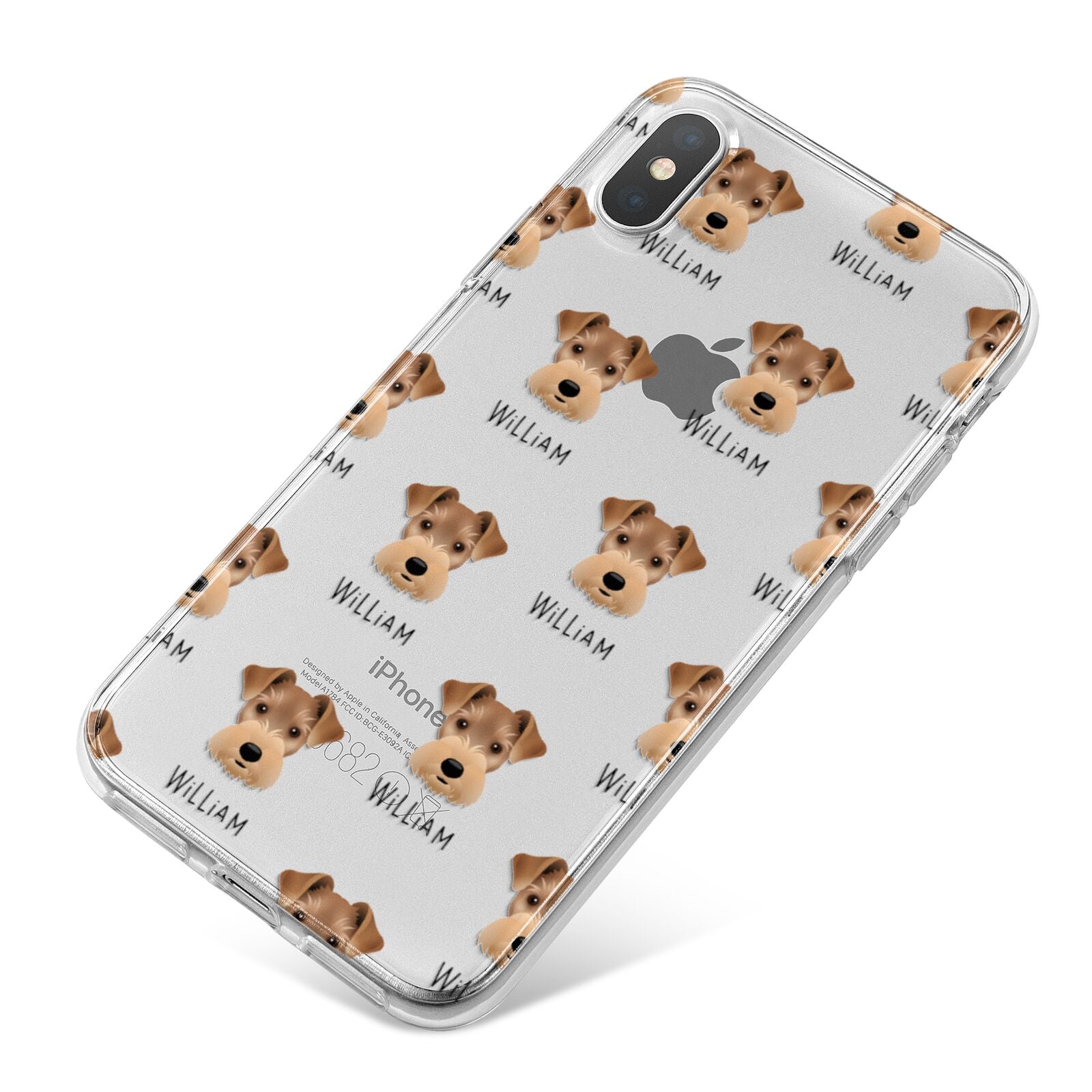 Welsh Terrier Icon with Name iPhone X Bumper Case on Silver iPhone