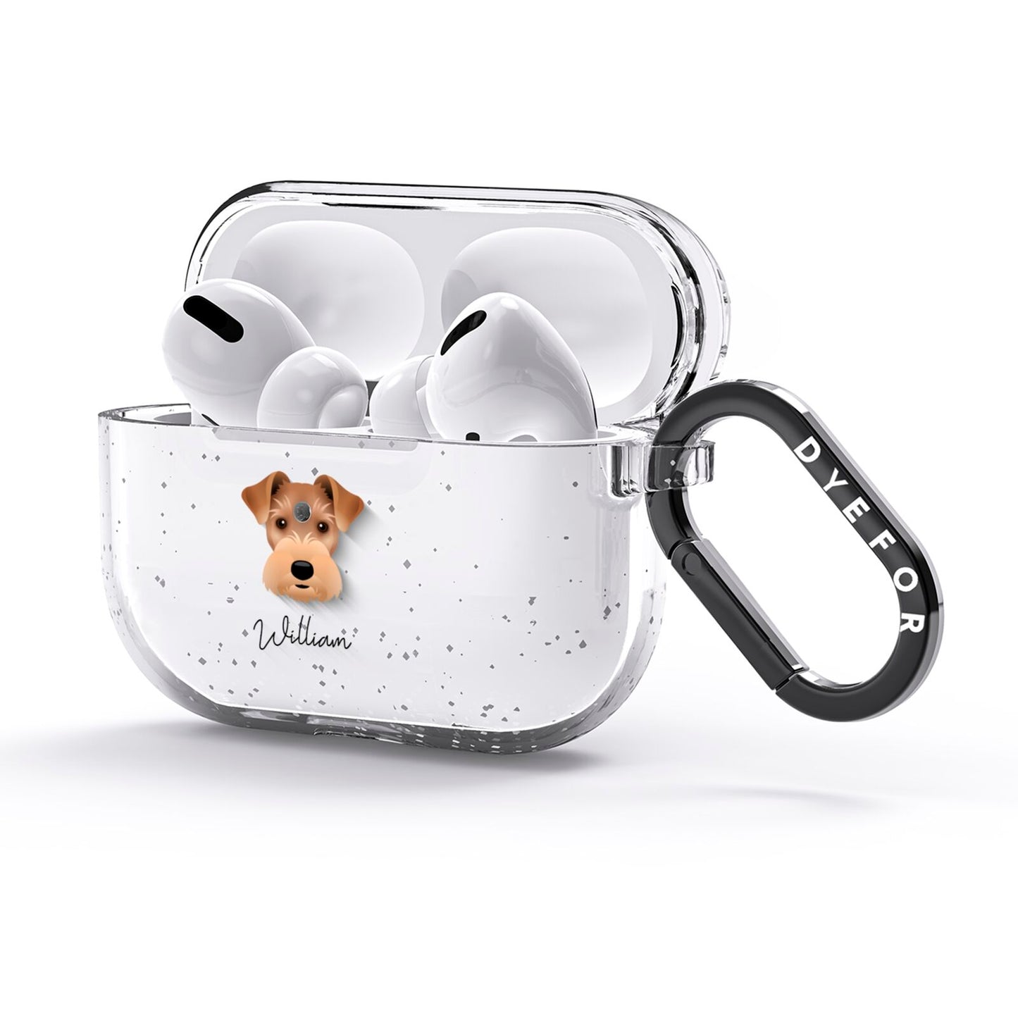 Welsh Terrier Personalised AirPods Glitter Case 3rd Gen Side Image