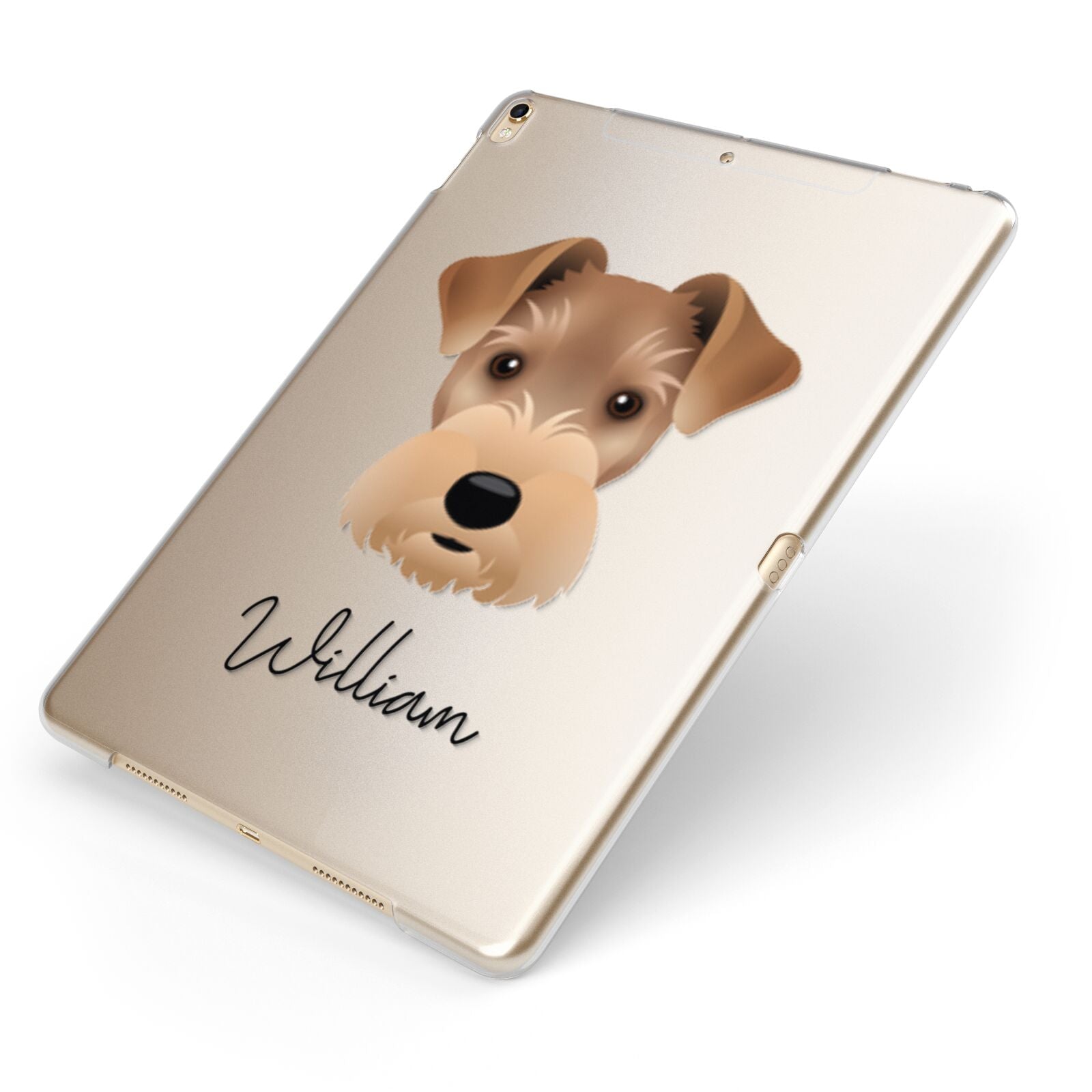 Welsh Terrier Personalised Apple iPad Case on Gold iPad Side View