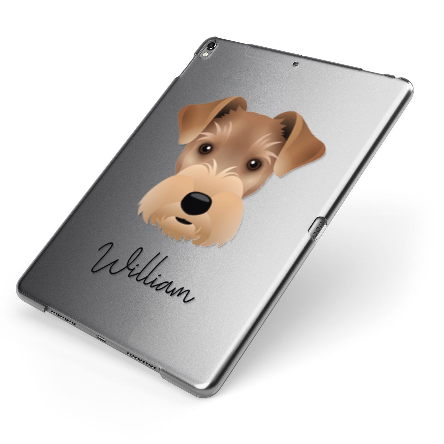 Welsh Terrier Personalised Apple iPad Case on Grey iPad Side View