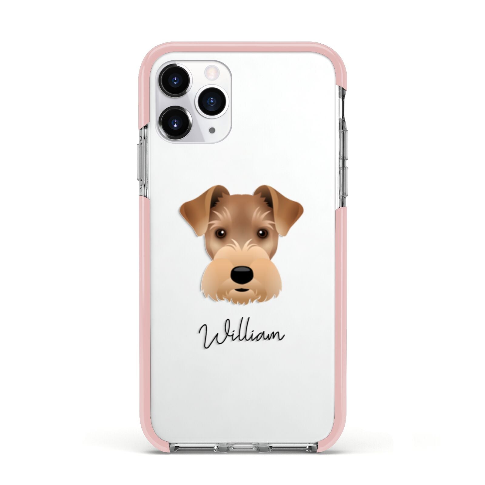 Welsh Terrier Personalised Apple iPhone 11 Pro in Silver with Pink Impact Case