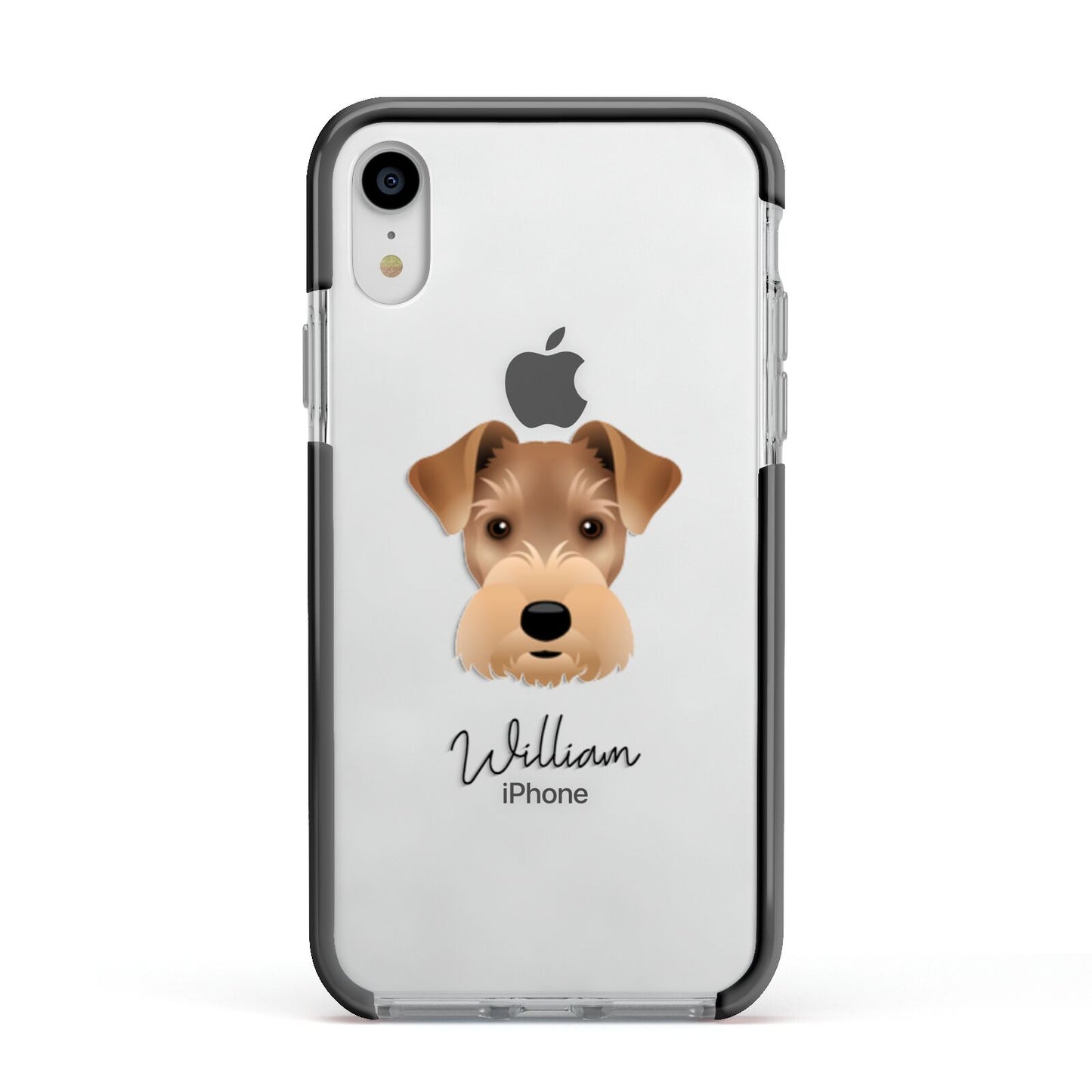 Welsh Terrier Personalised Apple iPhone XR Impact Case Black Edge on Silver Phone