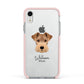 Welsh Terrier Personalised Apple iPhone XR Impact Case Pink Edge on Silver Phone