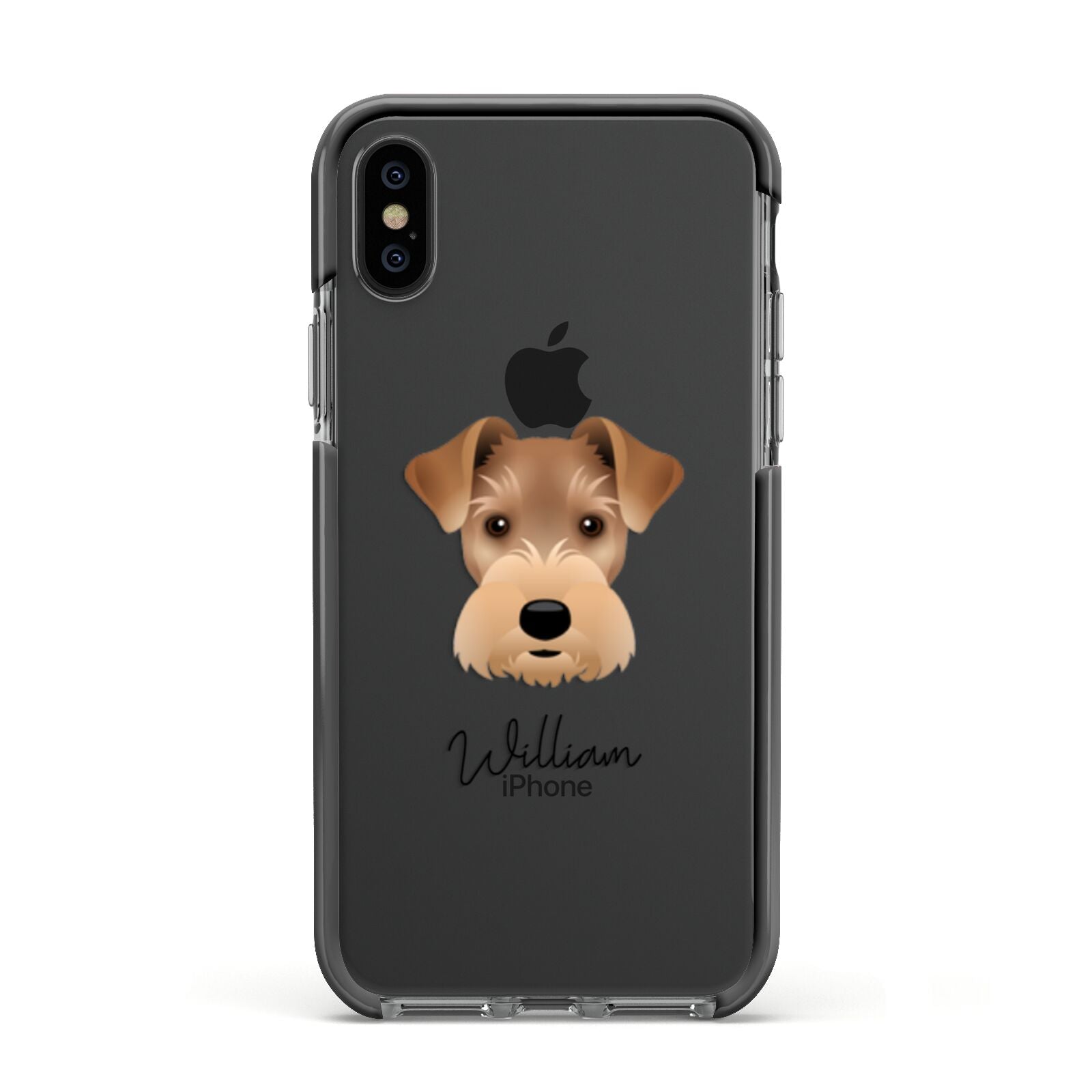 Welsh Terrier Personalised Apple iPhone Xs Impact Case Black Edge on Black Phone