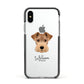 Welsh Terrier Personalised Apple iPhone Xs Impact Case Black Edge on Silver Phone