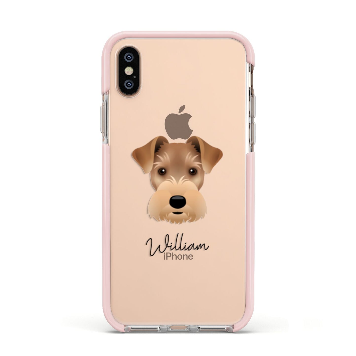 Welsh Terrier Personalised Apple iPhone Xs Impact Case Pink Edge on Gold Phone