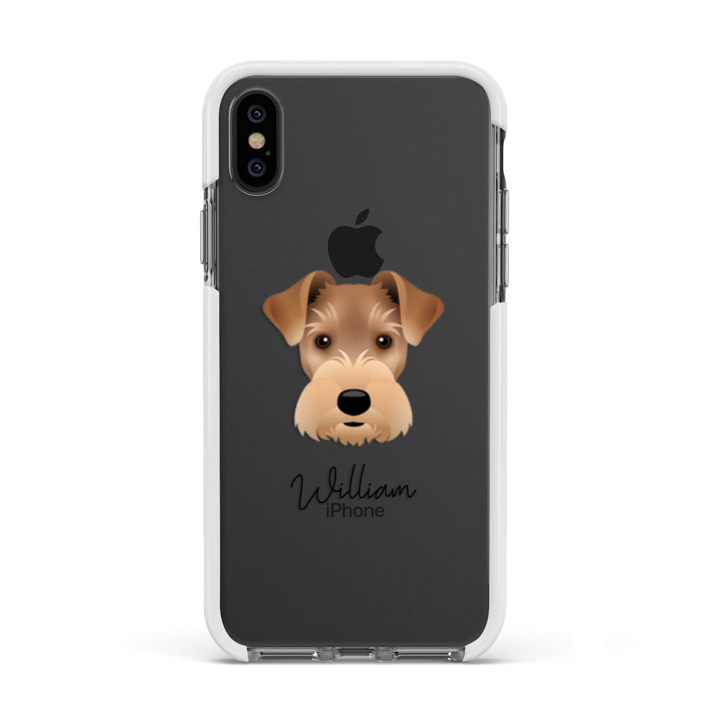 Welsh Terrier Personalised Apple iPhone Xs Impact Case White Edge on Black Phone