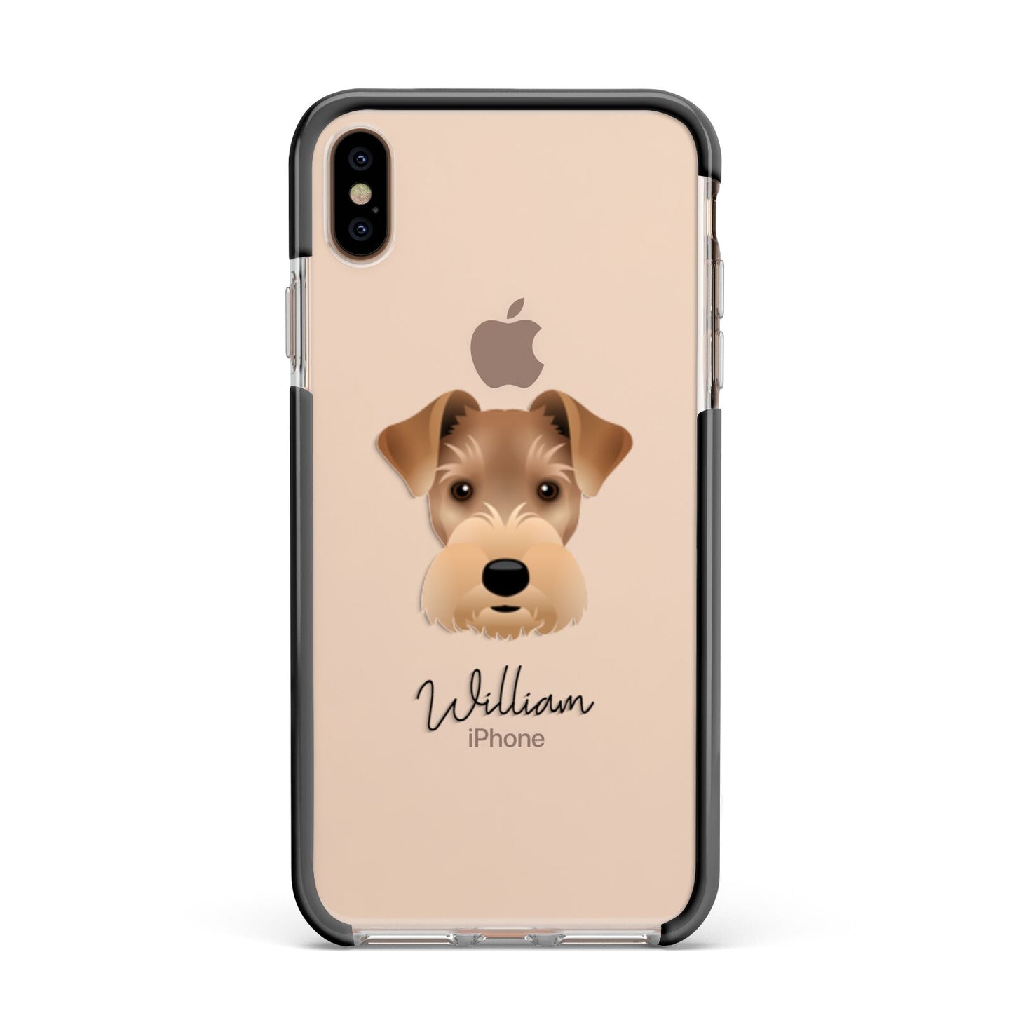 Welsh Terrier Personalised Apple iPhone Xs Max Impact Case Black Edge on Gold Phone