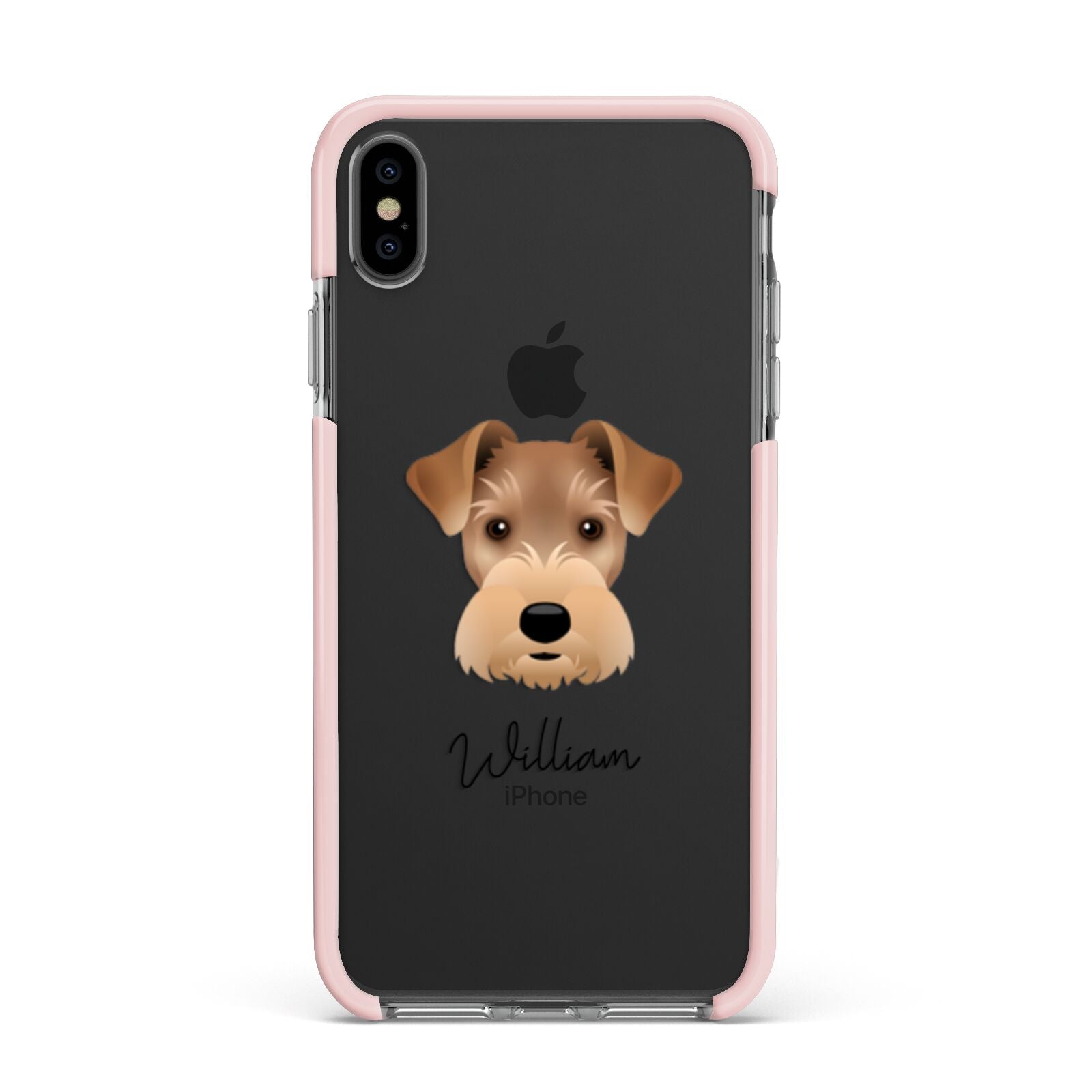 Welsh Terrier Personalised Apple iPhone Xs Max Impact Case Pink Edge on Black Phone