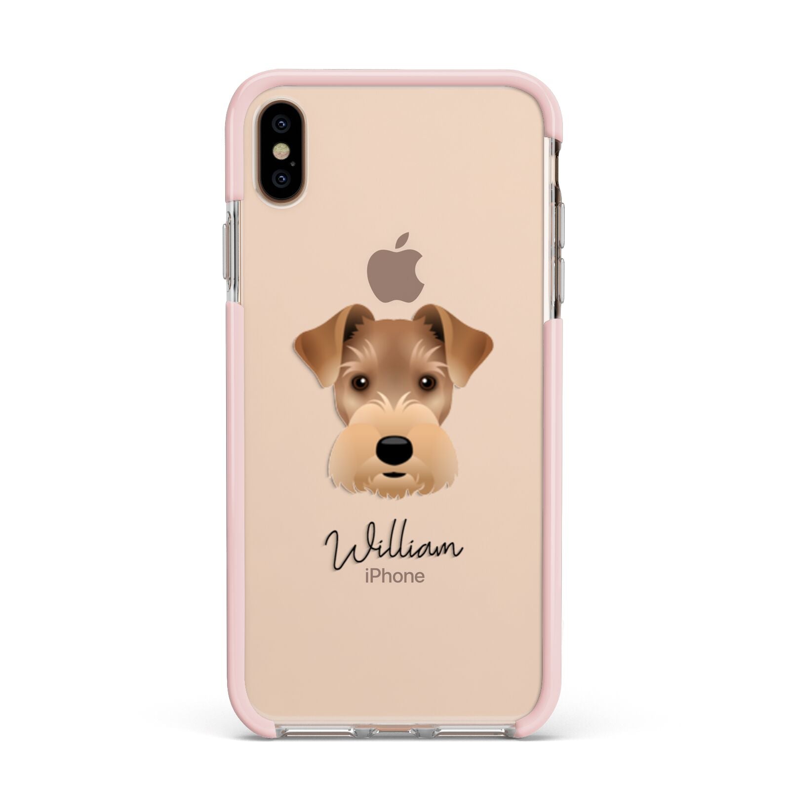 Welsh Terrier Personalised Apple iPhone Xs Max Impact Case Pink Edge on Gold Phone